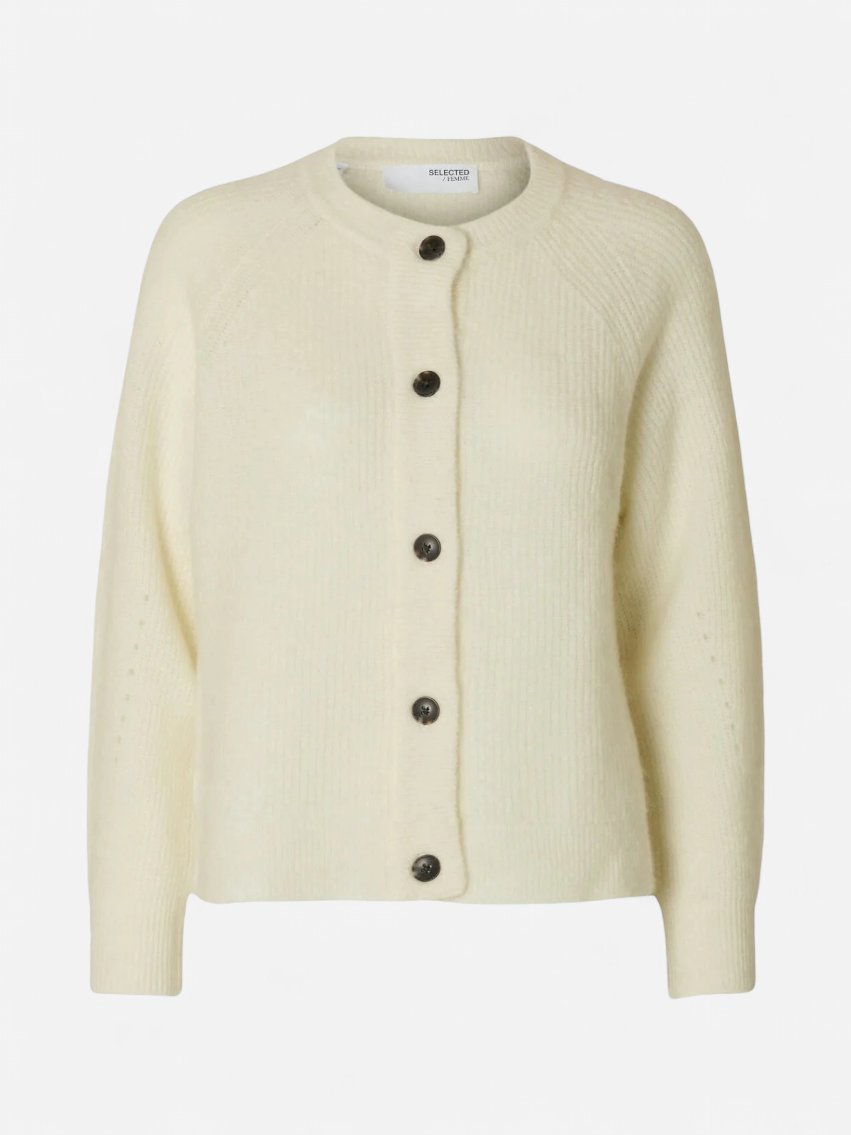 Selected Femme, Naisten Neuletakki, Lulu LS Knit Short Cardigan Luonnonvalkoinen - Kekäle.fi