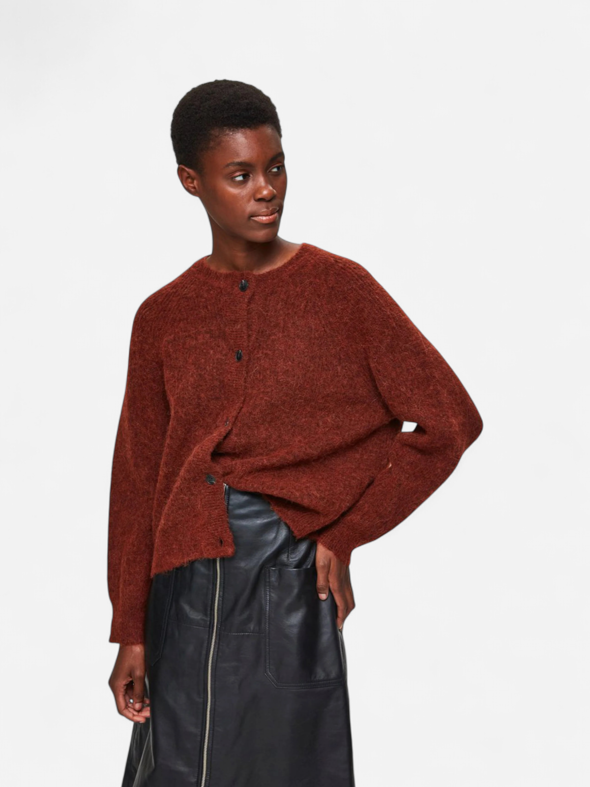 Selected Femme, Naisten Neuletakki, Lulu LS Knit Short Cardigan Poltettu Oranssi - Kekäle.fi