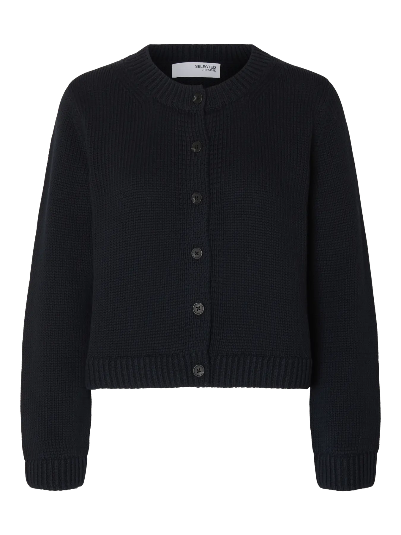 selected-femme-naisten-neuletakki-slfivy-ls-knit-o-neck-cardigan-noos-tummansininen-3