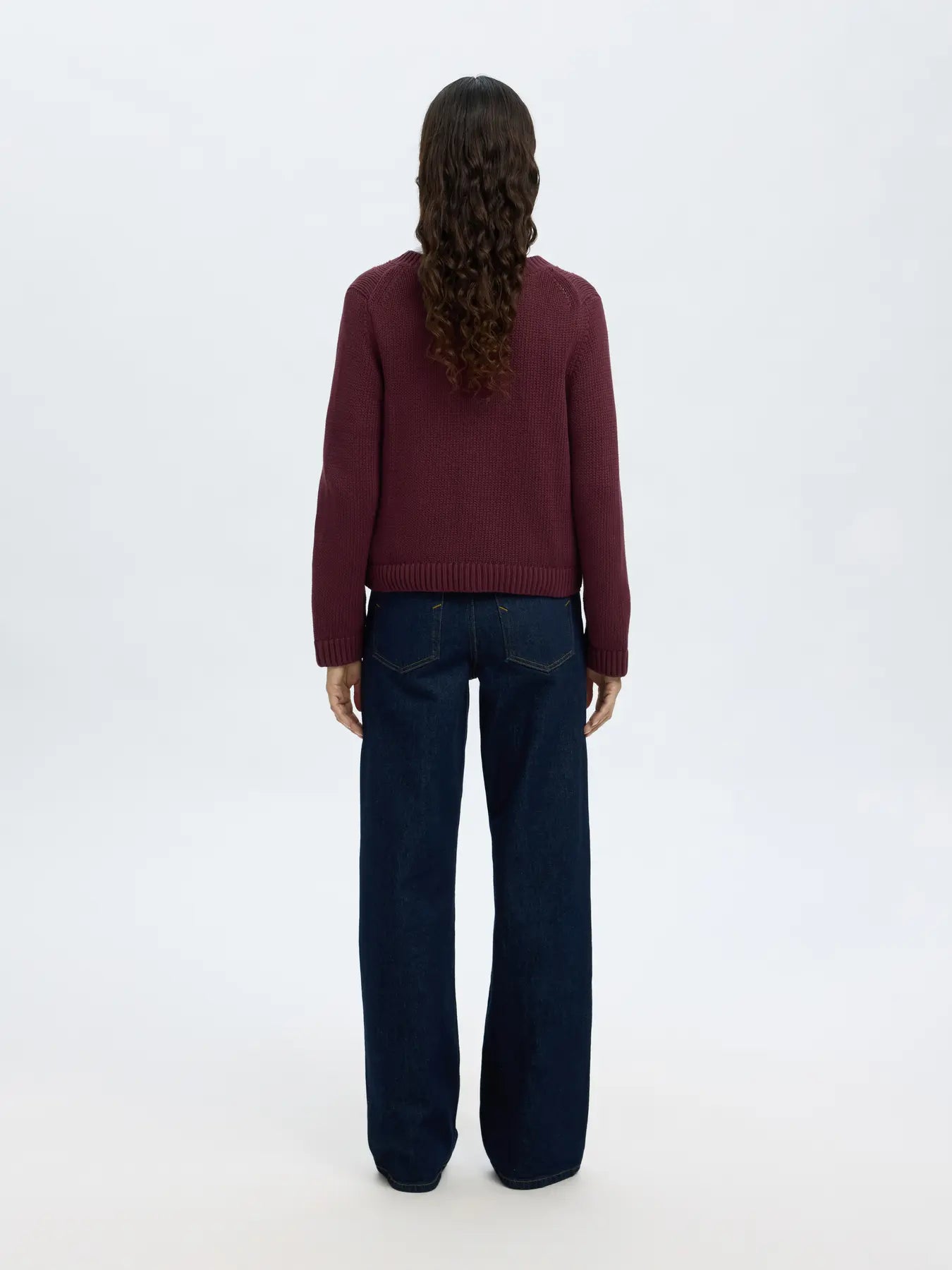 selected-femme-naisten-neuletakki-slfivy-ls-knit-o-neck-cardigan-noos-viininpunainen-2