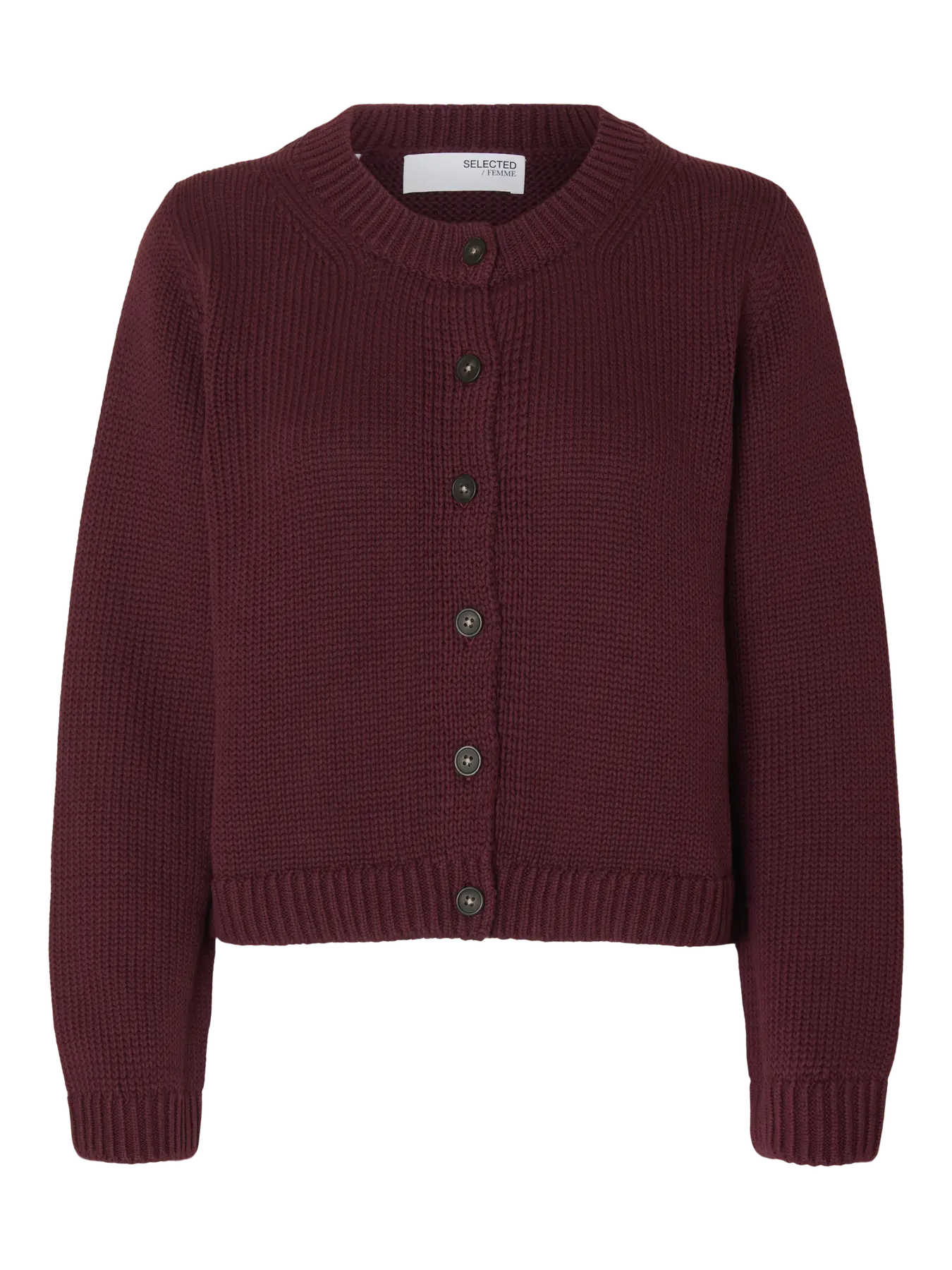 selected-femme-naisten-neuletakki-slfivy-ls-knit-o-neck-cardigan-noos-viininpunainen-3