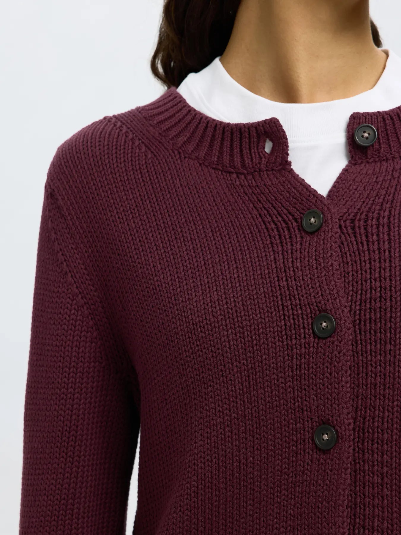selected-femme-naisten-neuletakki-slfivy-ls-knit-o-neck-cardigan-noos-viininpunainen-4