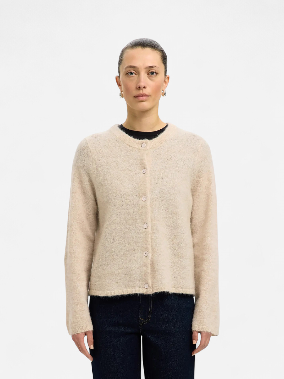Selected Femme naisten neuletakki, SLFLULU NEW LS KNIT CARDIGAN  Birch Melange - Kekäle.fi