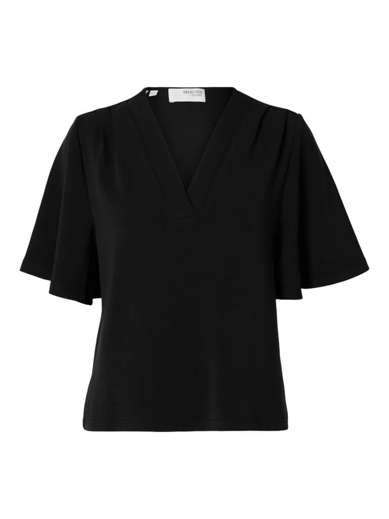 selected-femme-naisten-paita-slftenny-ss-v-neck-top-musta-3