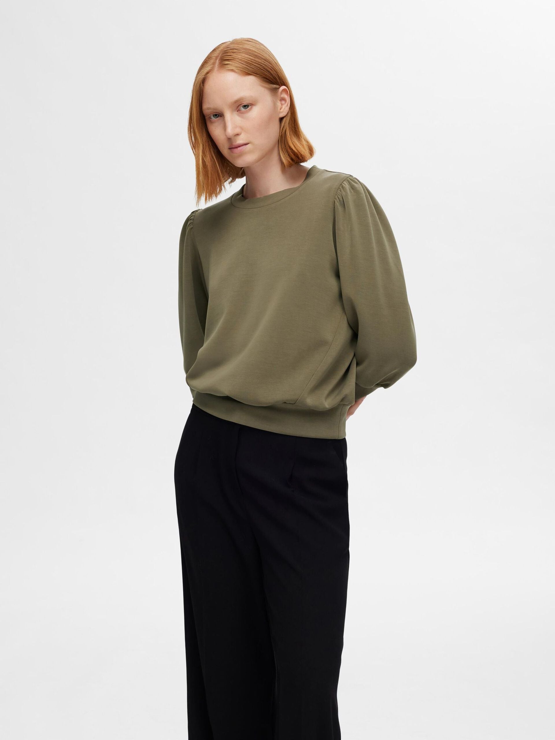 selected-femme-naisten-pusero-slftenny-3-4-sweat-top-noos-armeijanvihrea-1
