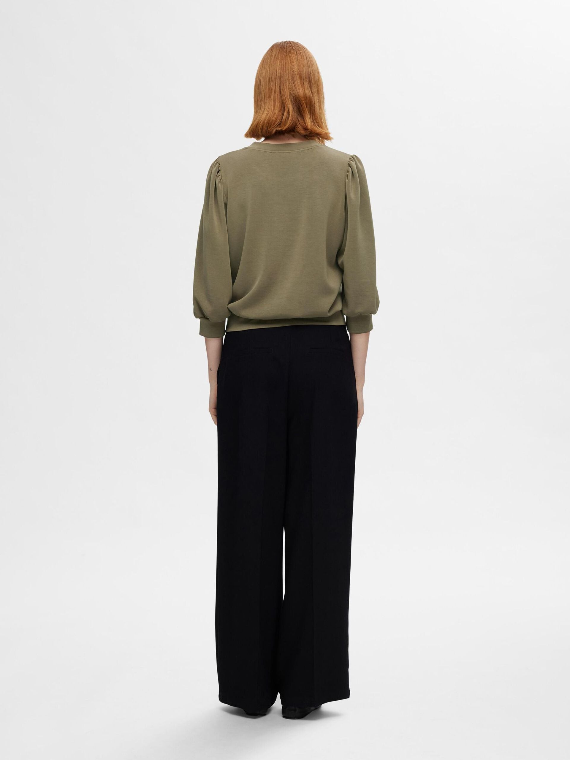 selected-femme-naisten-pusero-slftenny-3-4-sweat-top-noos-armeijanvihrea-2