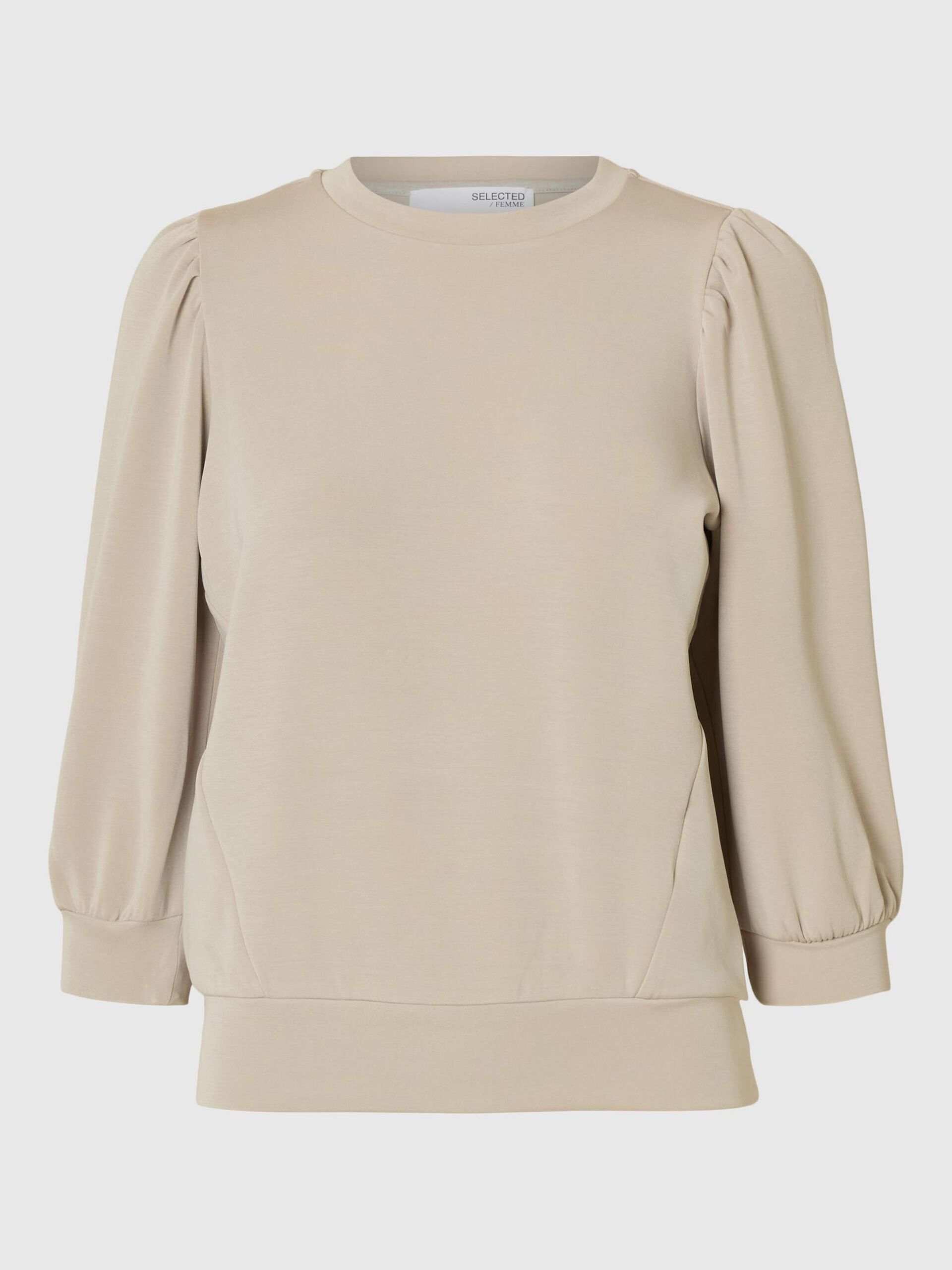 selected-femme-naisten-pusero-slftenny-3-4-sweat-top-noos-hiekka-1