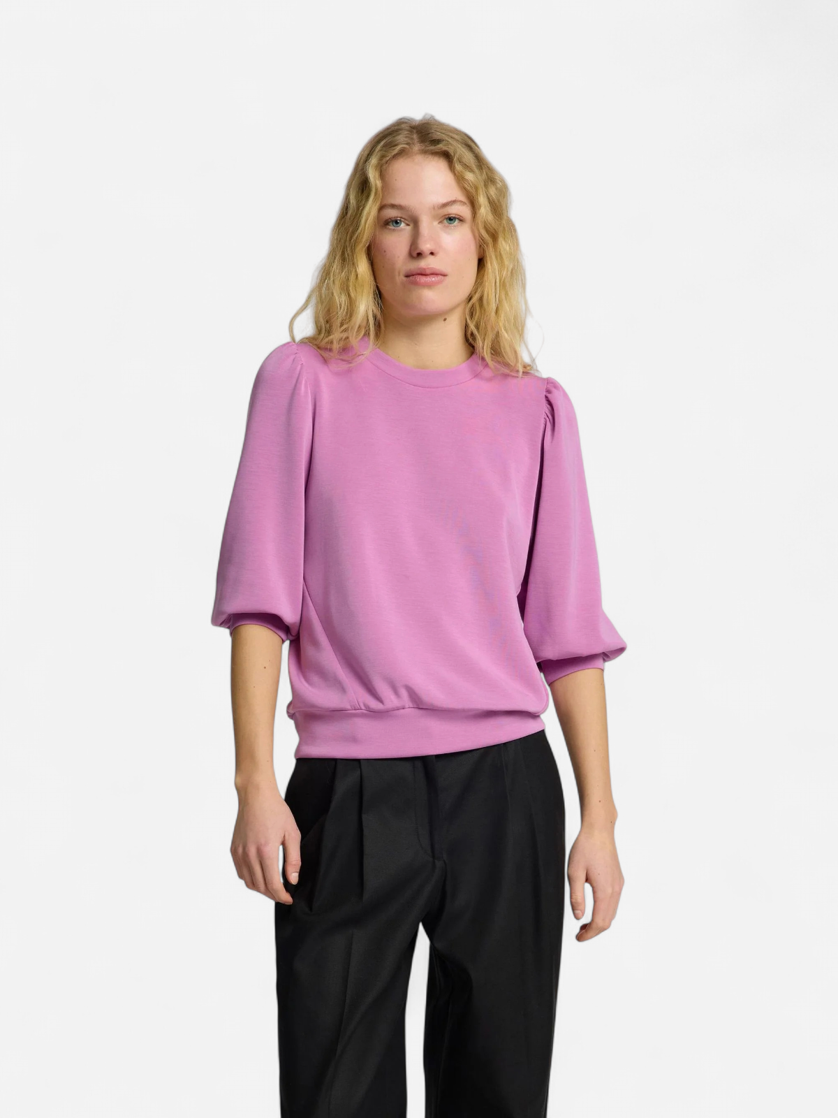 Selected Femme Naisten Pusero, SLFTENNY 3/4 SWEAT TOP NOOS Vadelma - Kekäle.fi