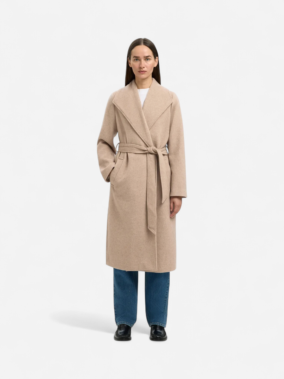 Selected Femme naisten takki, SLFROSA LANO COAT  Sandshell Melange - Kekäle.fi