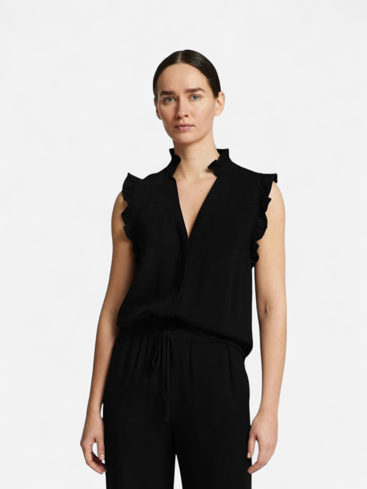 Selected Femme naisten toppi, SLFVIVA SL RUFFLE TOP  Musta - Kekäle.fi