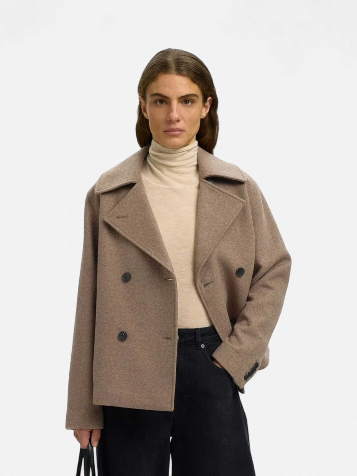 Selected Femme naisten villakangastakki Zia-Alma Wool Blend Jacket, Fallen Rock Melange - Kekäle.fi