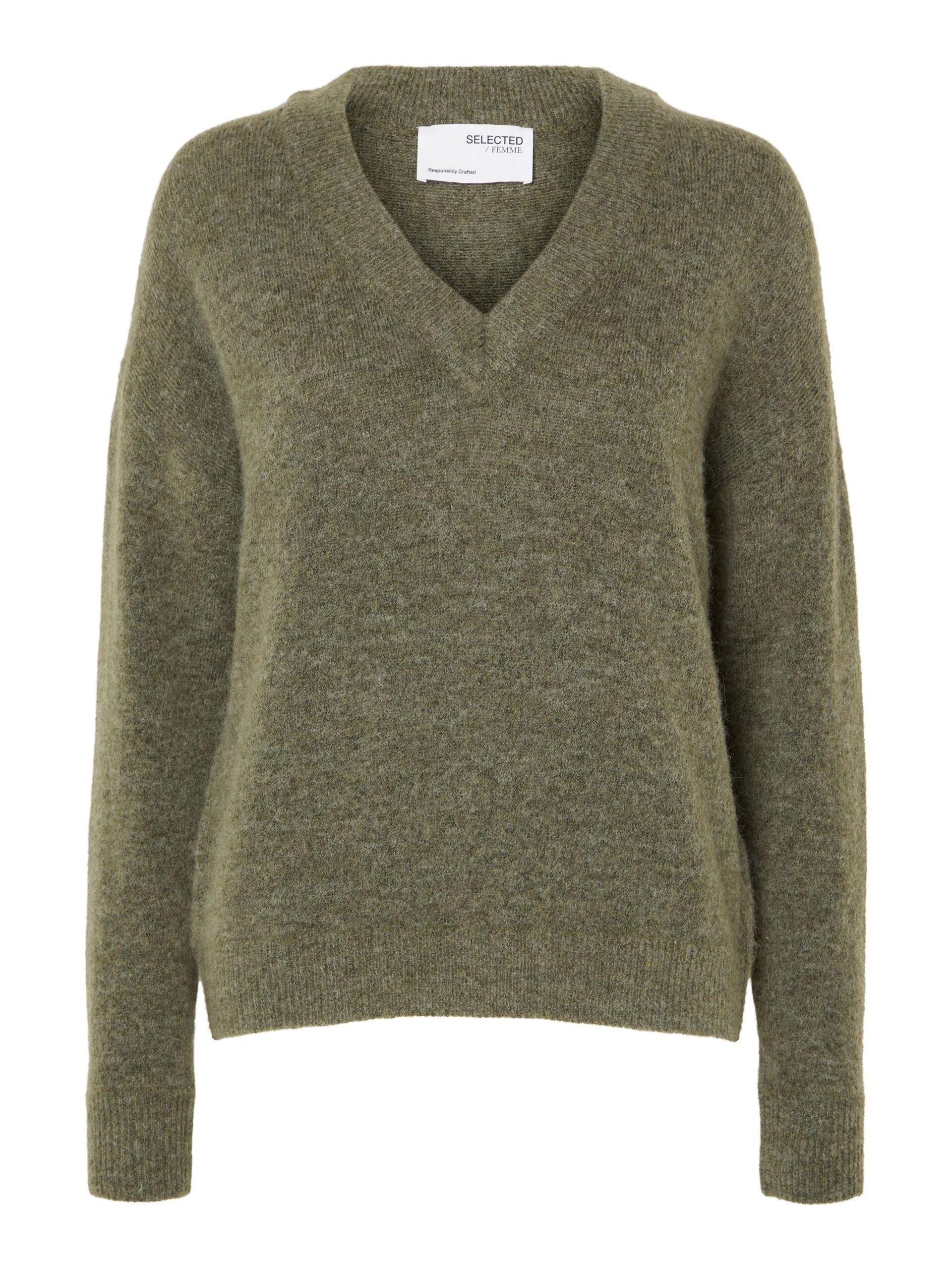 selected-femme-neule-slfmaline-ls-knit-v-neck-armeijanvihrea-2