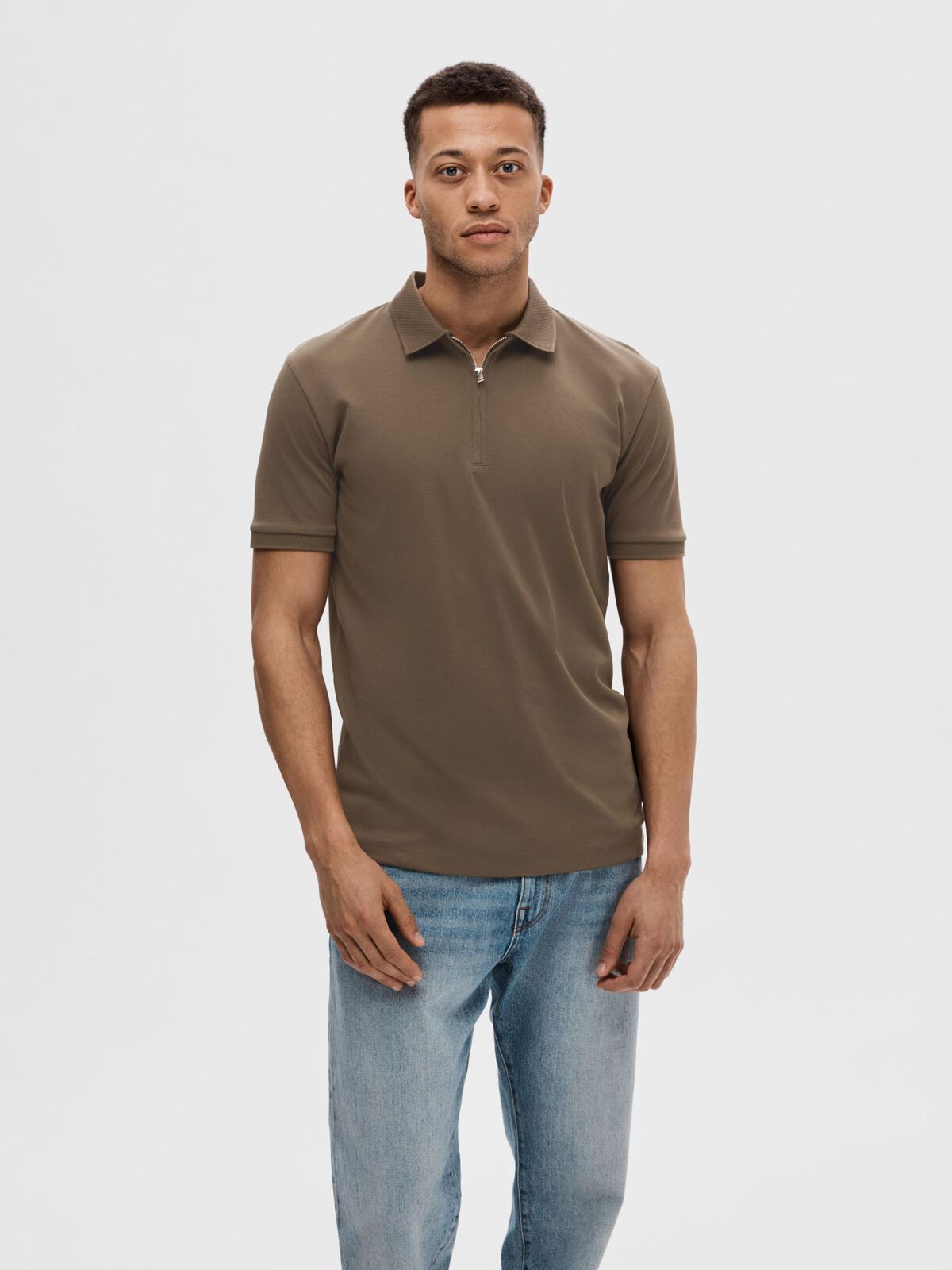 selected-homme-fave-zip-polo-keskiruskea-1
