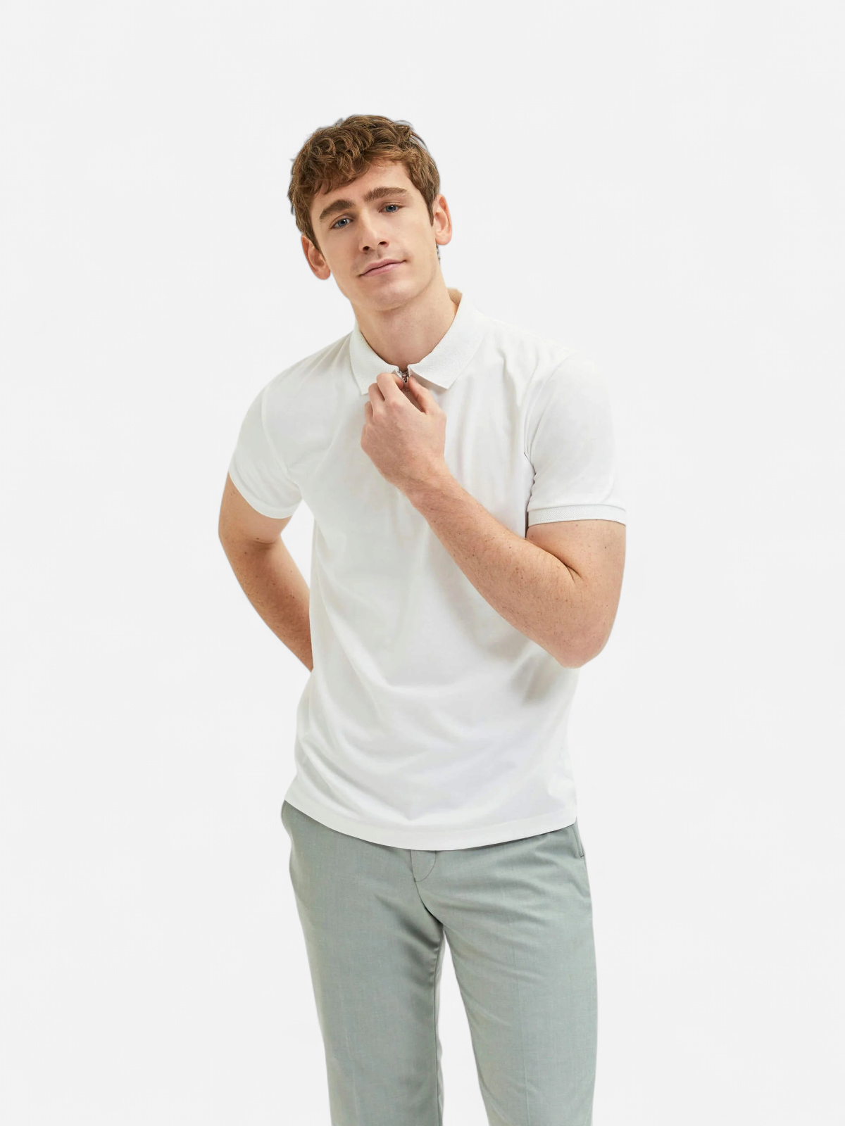 Selected Homme Fave Zip Polo Valkoinen - Kekäle.fi