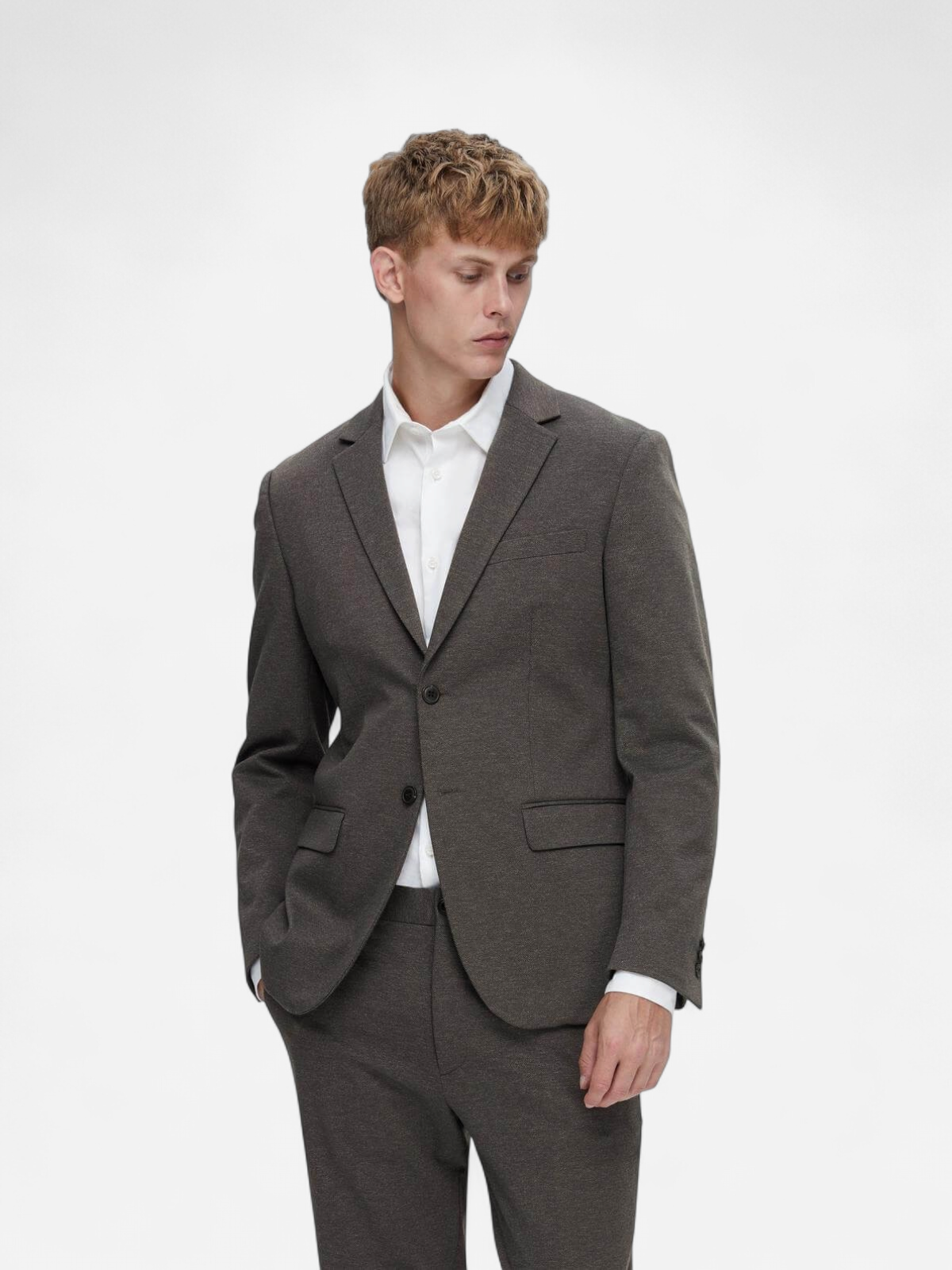 Selected Miesten Bleiseri, SLIM AITOR JERSEY BLAZER NOS Ruskea Kuosi - Kekäle.fi
