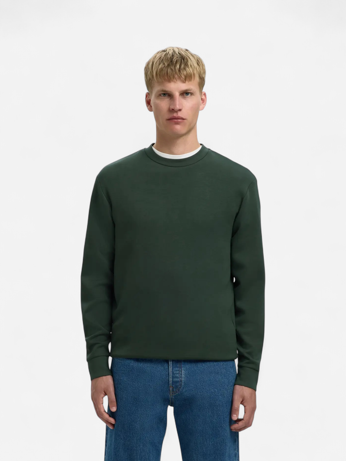 Selected miesten college, MANUEL SOFT CREW NECK Deep Forest - Kekäle.fi