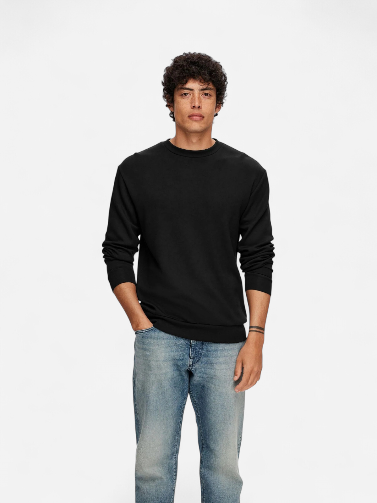 Selected miesten college, MANUEL SOFT CREW NECK Musta - Kekäle.fi