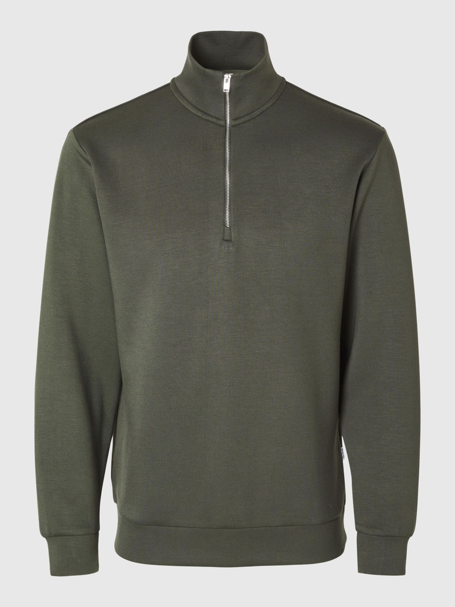 selected-miesten-collegepusero-manuel-soft-zip-high-new-sweat-armeijanvihrea-3