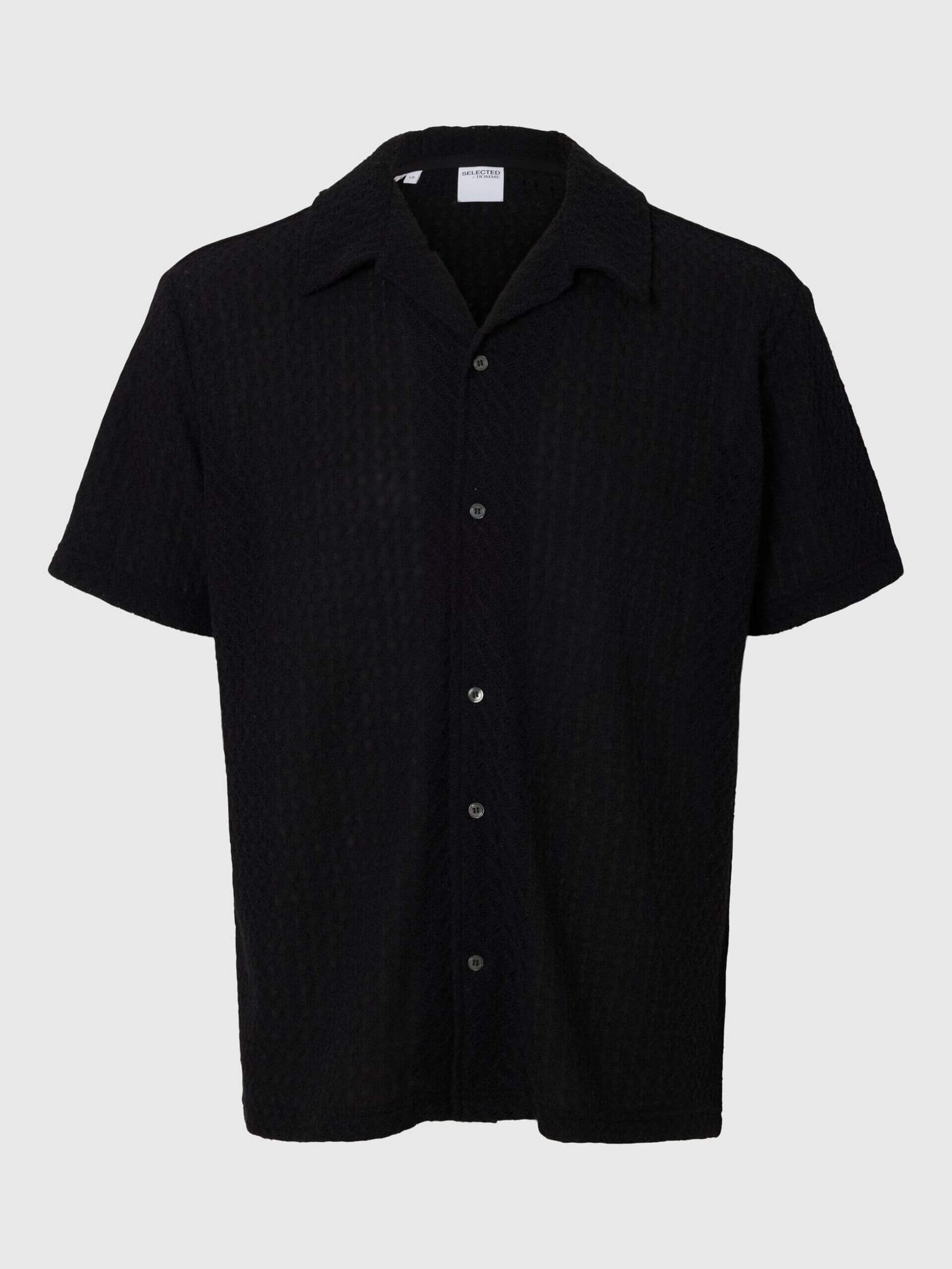 selected-miesten-kauluspaita-relax-bane-ss-jersey-shirt-musta-3