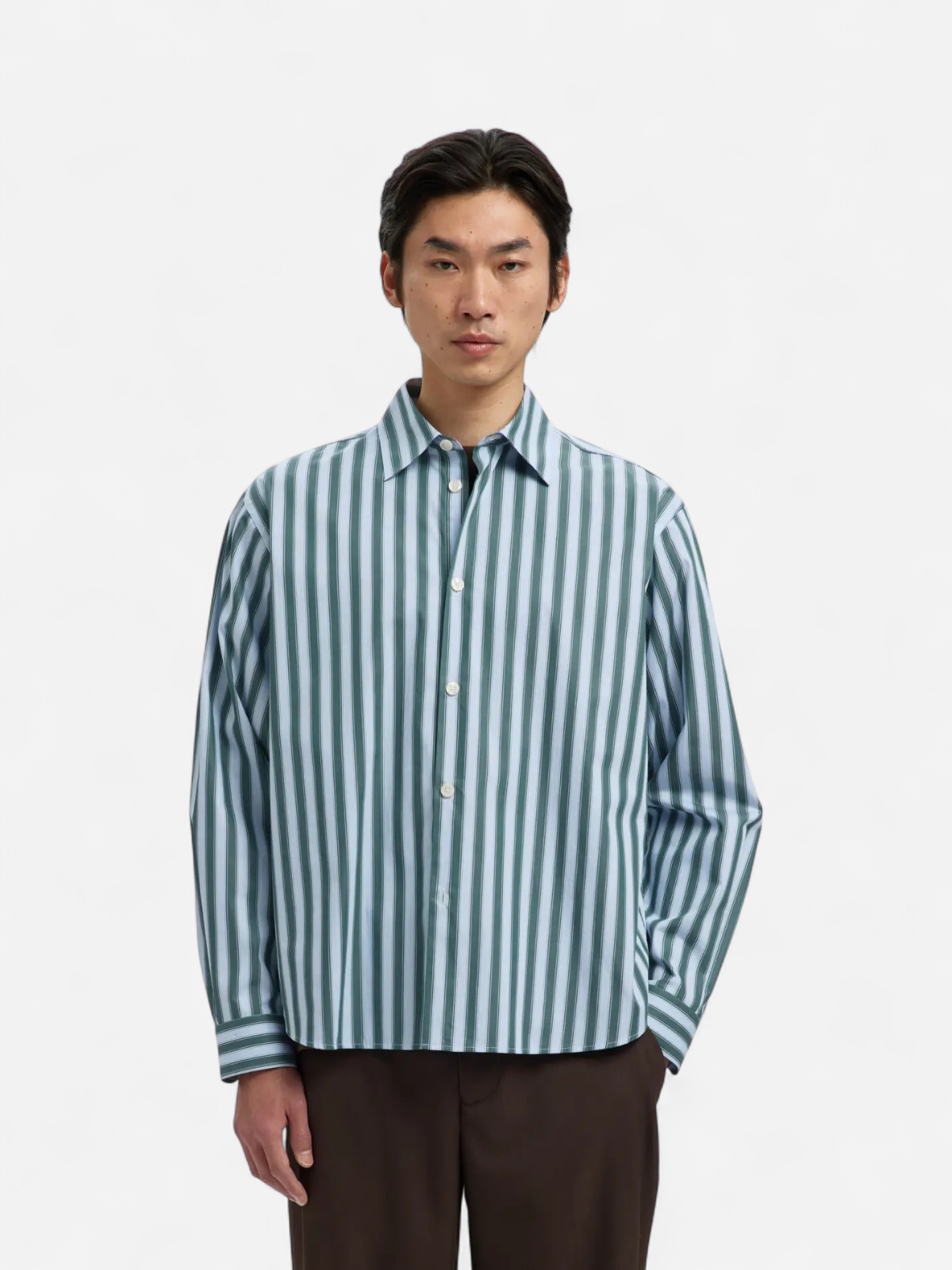 Selected miesten kauluspaita, SLHRLXHENRIC STRIPE LS SHIRT Dark Green Multi Stripes - Kekäle.fi