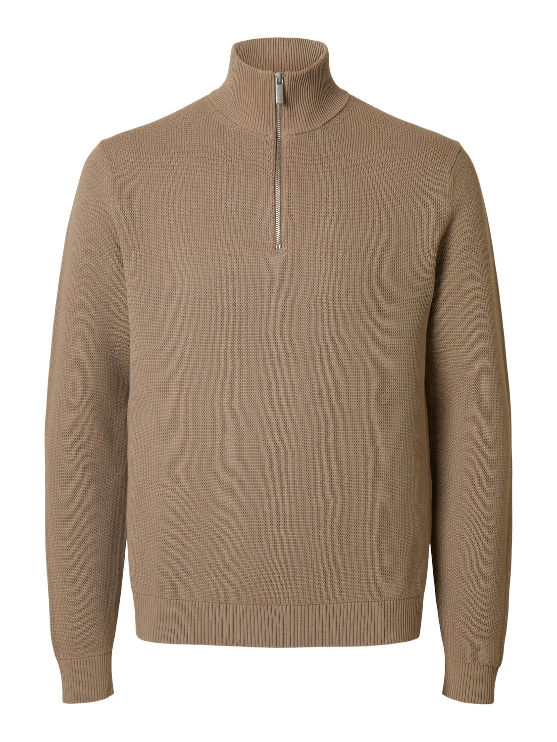selected-miesten-neulepusero-dane-ls-knit-structure-half-zip-beige-1