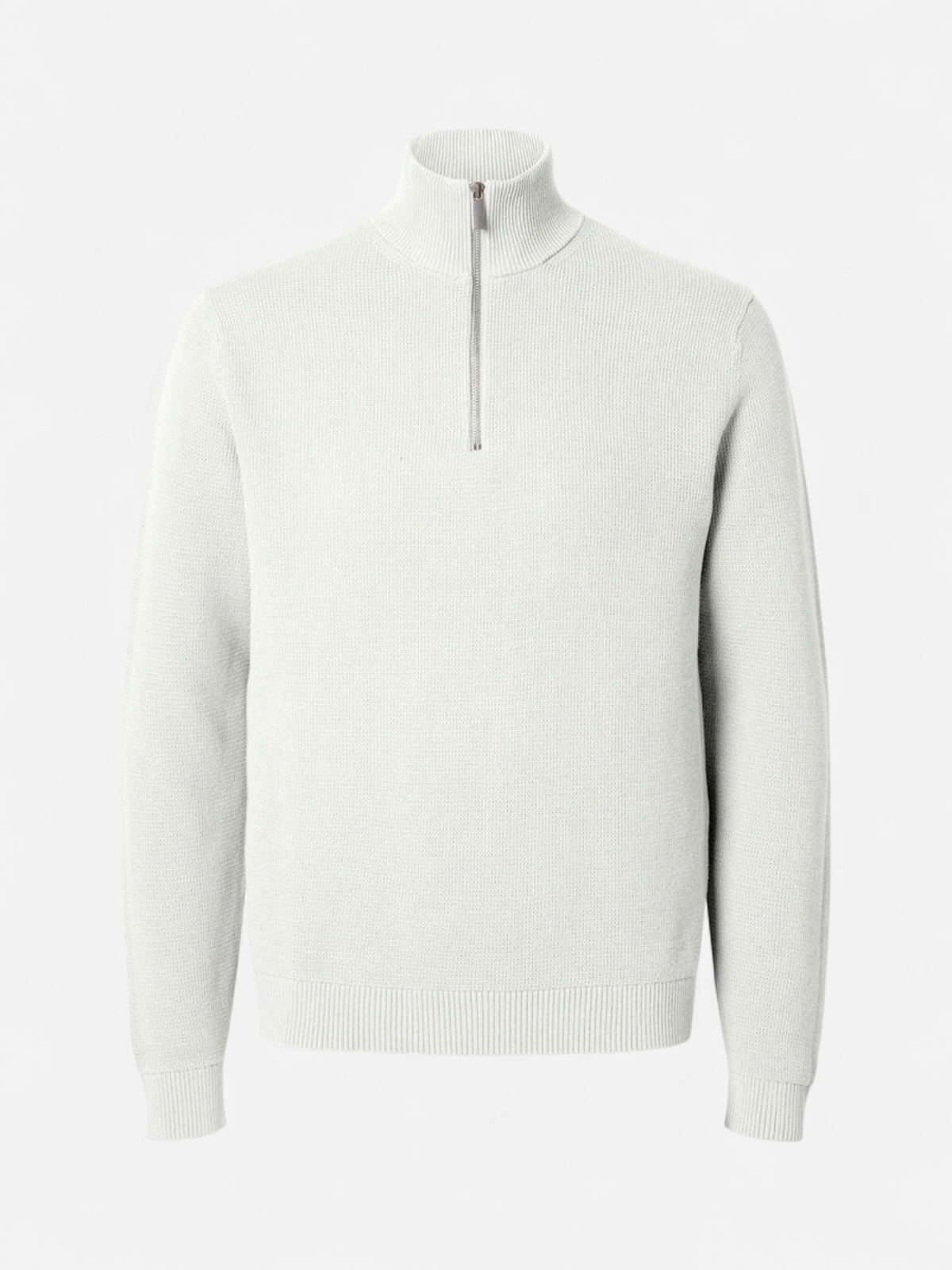 Selected Miesten Neulepusero, DANE LS KNIT STRUCTURE HALF ZIP Bright White - Kekäle.fi