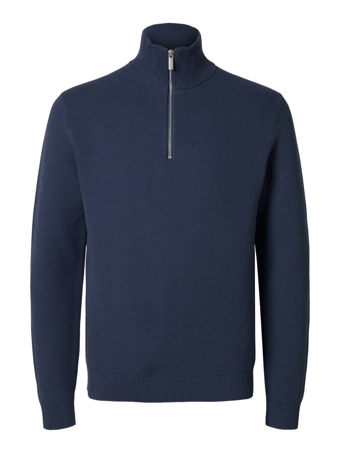 selected-miesten-neulepusero-dane-ls-knit-structure-half-zip-sininen-1