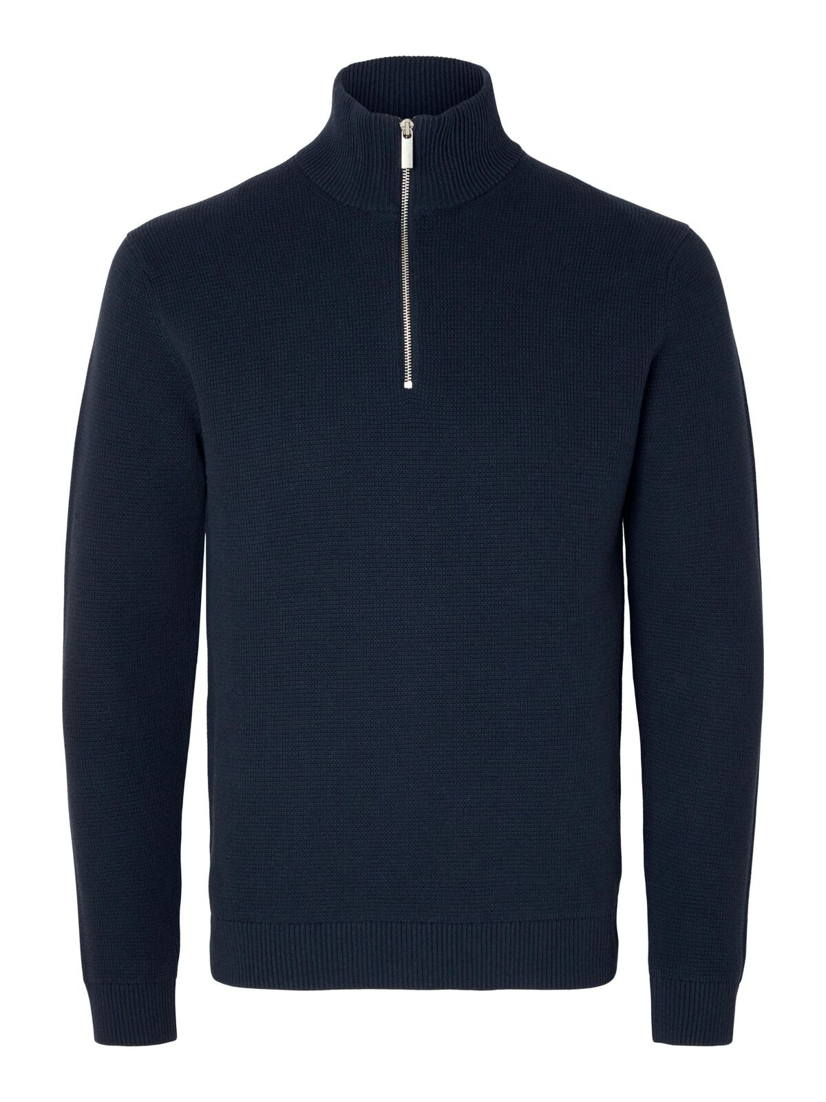 selected-miesten-neulepusero-dane-ls-knit-structure-half-zip-tummansininen-2