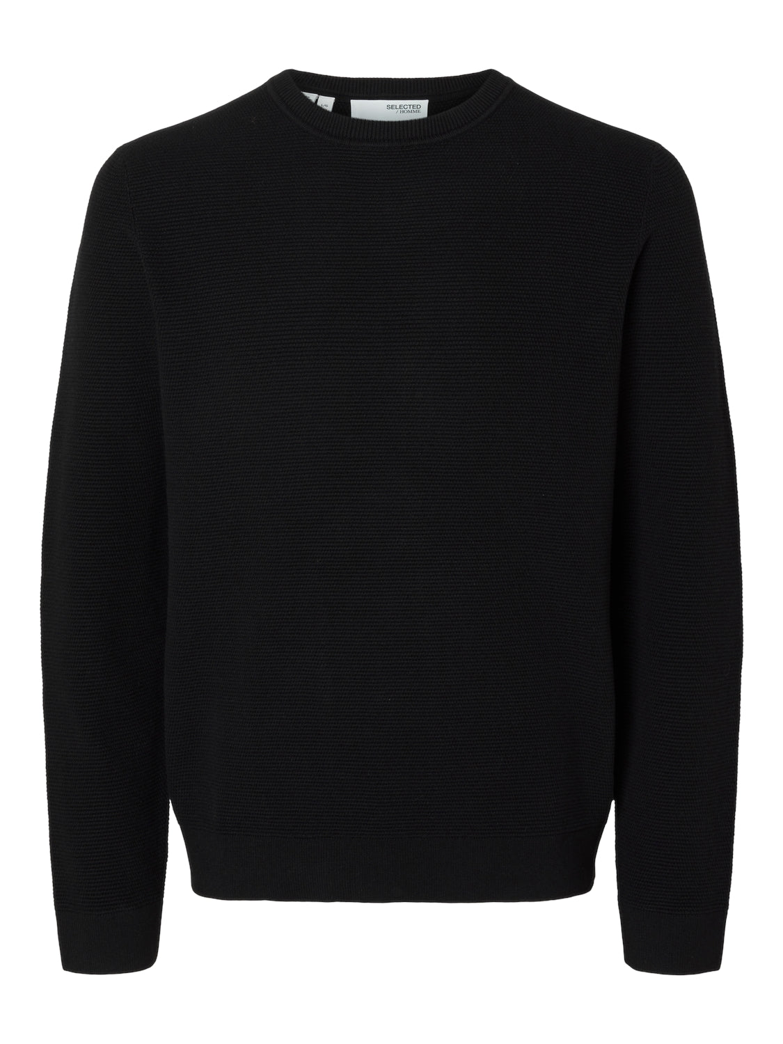 selected-miesten-neulepusero-ross-ls-knit-structure-nos-organic-cotto-musta-3