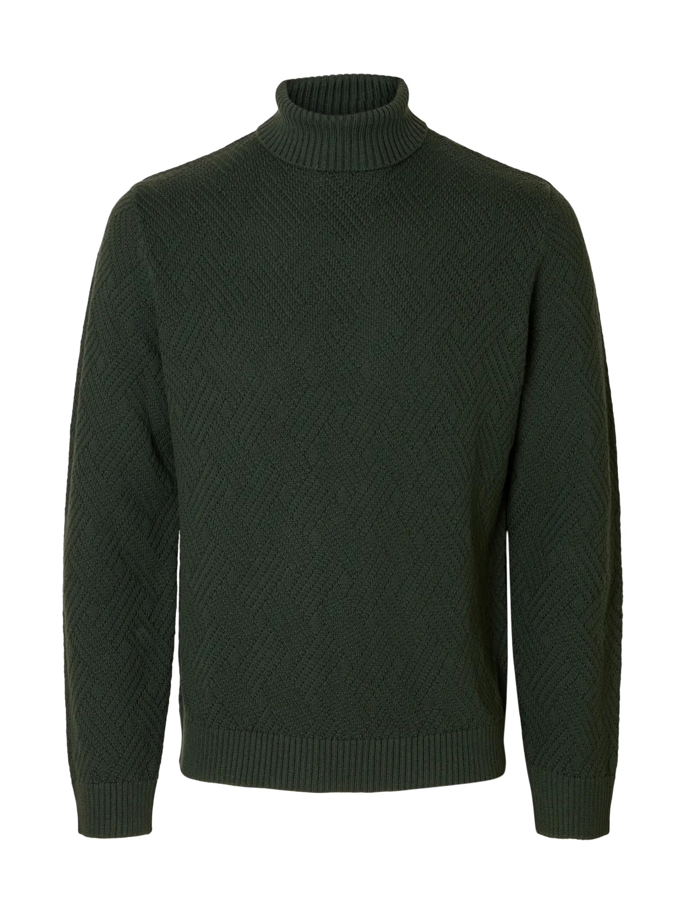 selected-miesten-neulepusero-trevor-ls-knit-structure-roll-neck-deep-forest-3