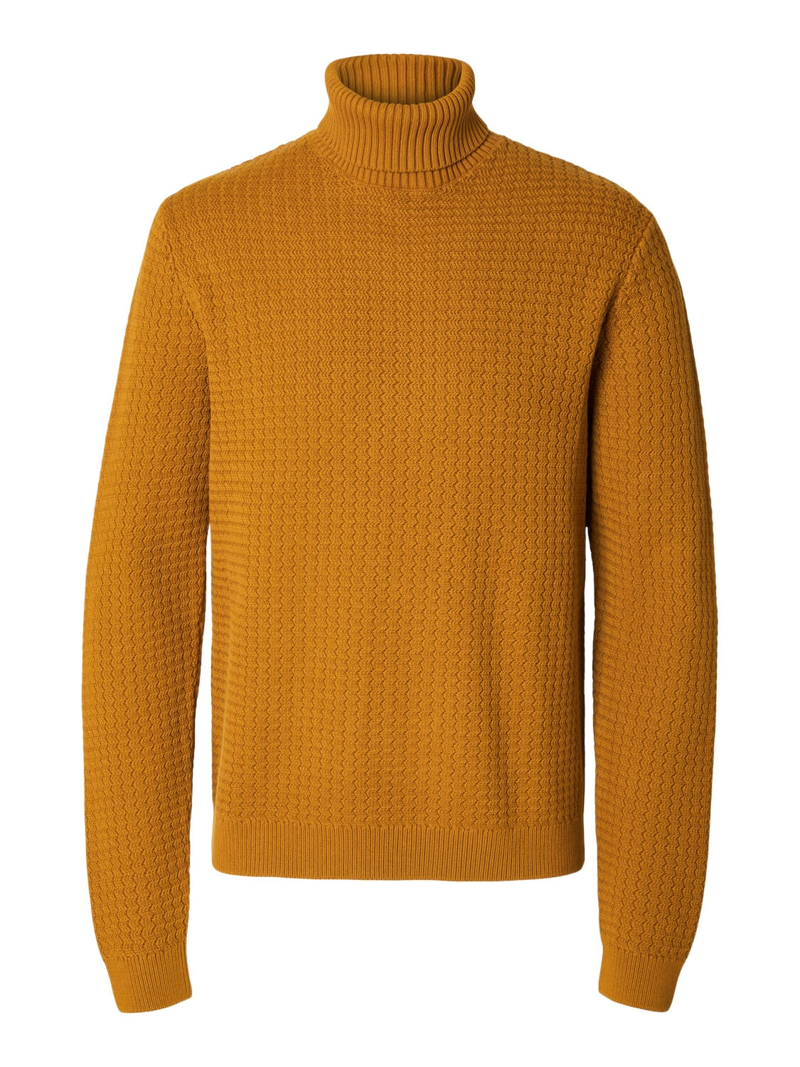 selected-miesten-neulepusero-zig-ls-knit-structure-rollneck-oranssi-2