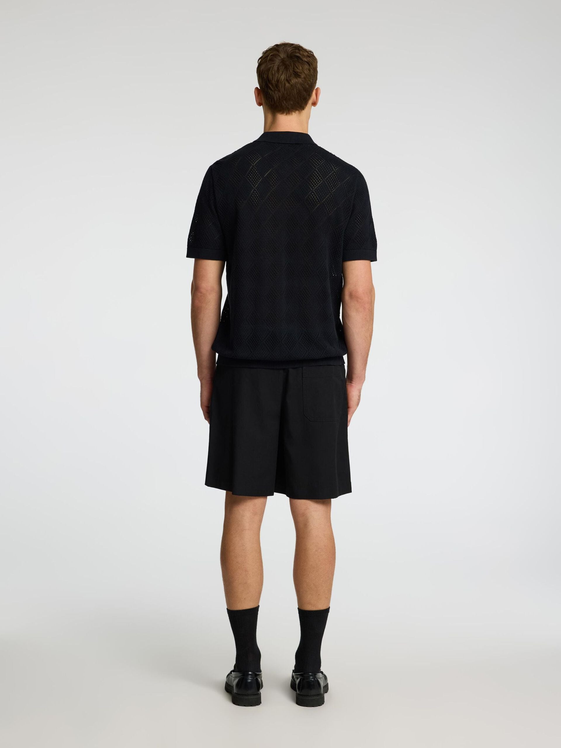 selected-miesten-paita-arco-ss-knit-structure-polo-musta-2