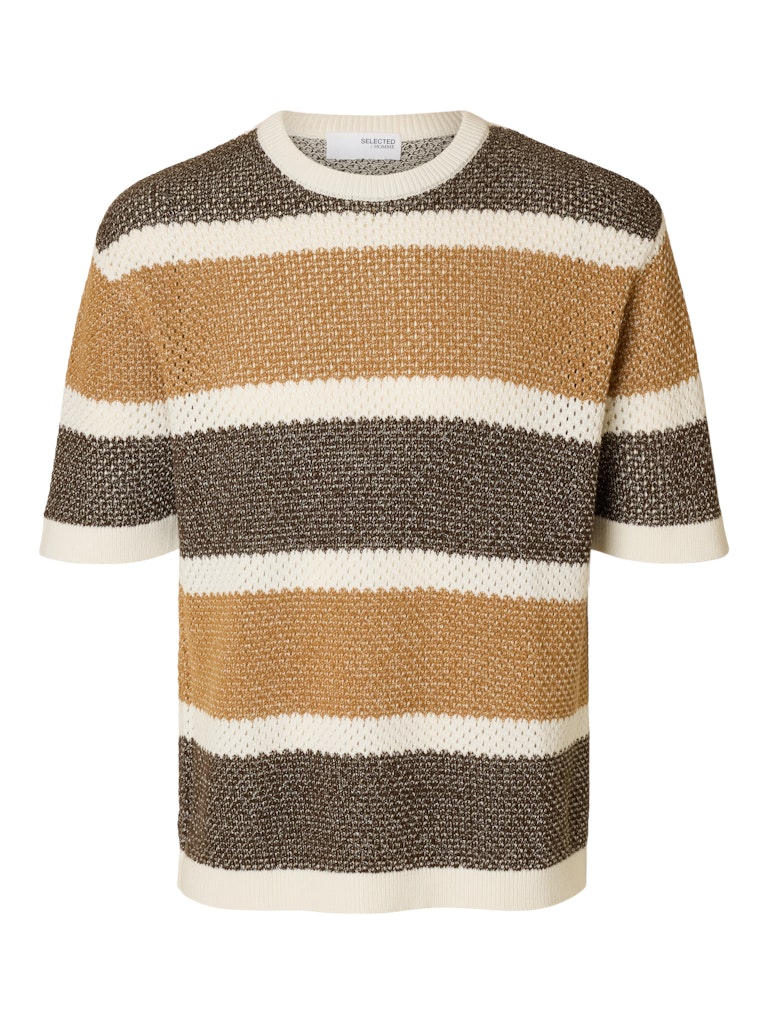 selected-miesten-paita-ginger-ss-knit-relaxed-stripe-raidallinen-ruskea-3