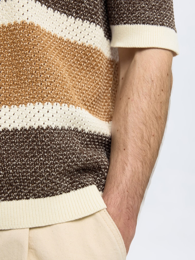 selected-miesten-paita-ginger-ss-knit-relaxed-stripe-raidallinen-ruskea-4