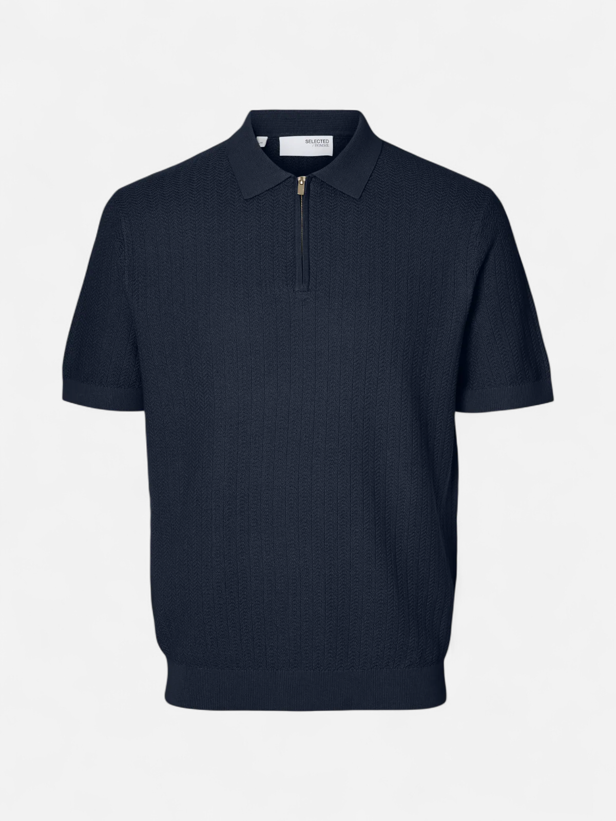 Selected miesten pikeepaita, CRAN SS KNIT STRUCTURE Navy Blazer - Kekäle.fi