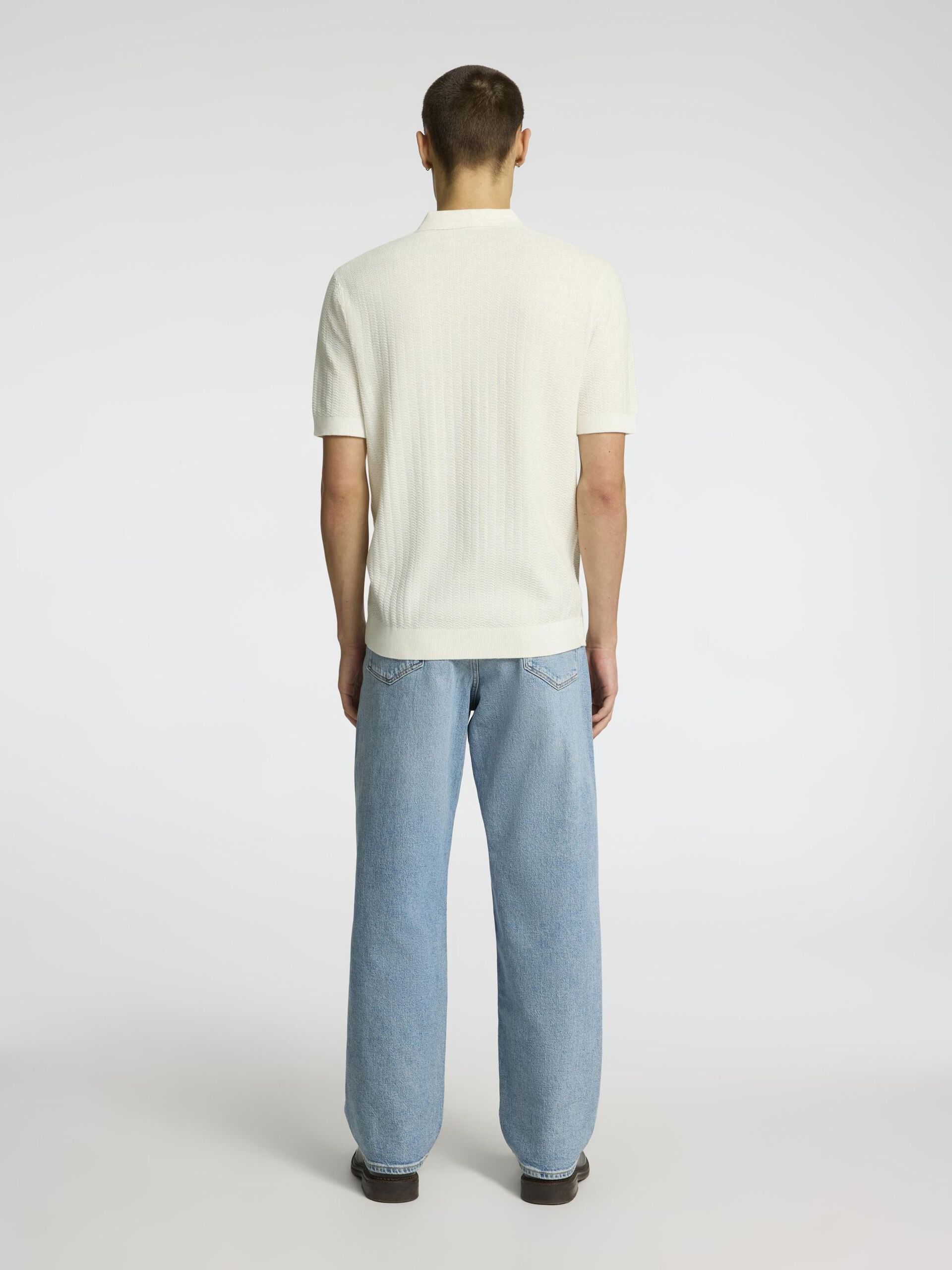 Selected miesten pikeepaita SlhCran Structure Zip, Egret