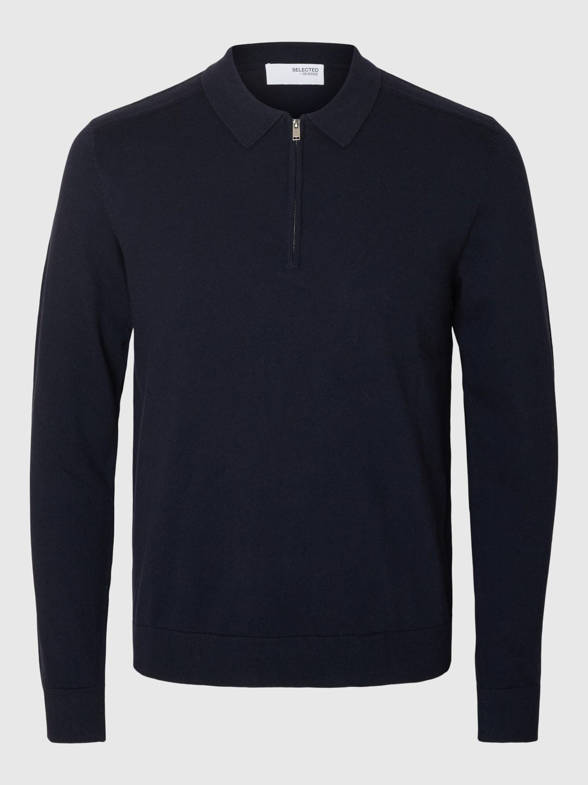 selected-miesten-pitkahihainen-pikeepaita-slhberg-ls-half-zip-polo-tummansininen-4