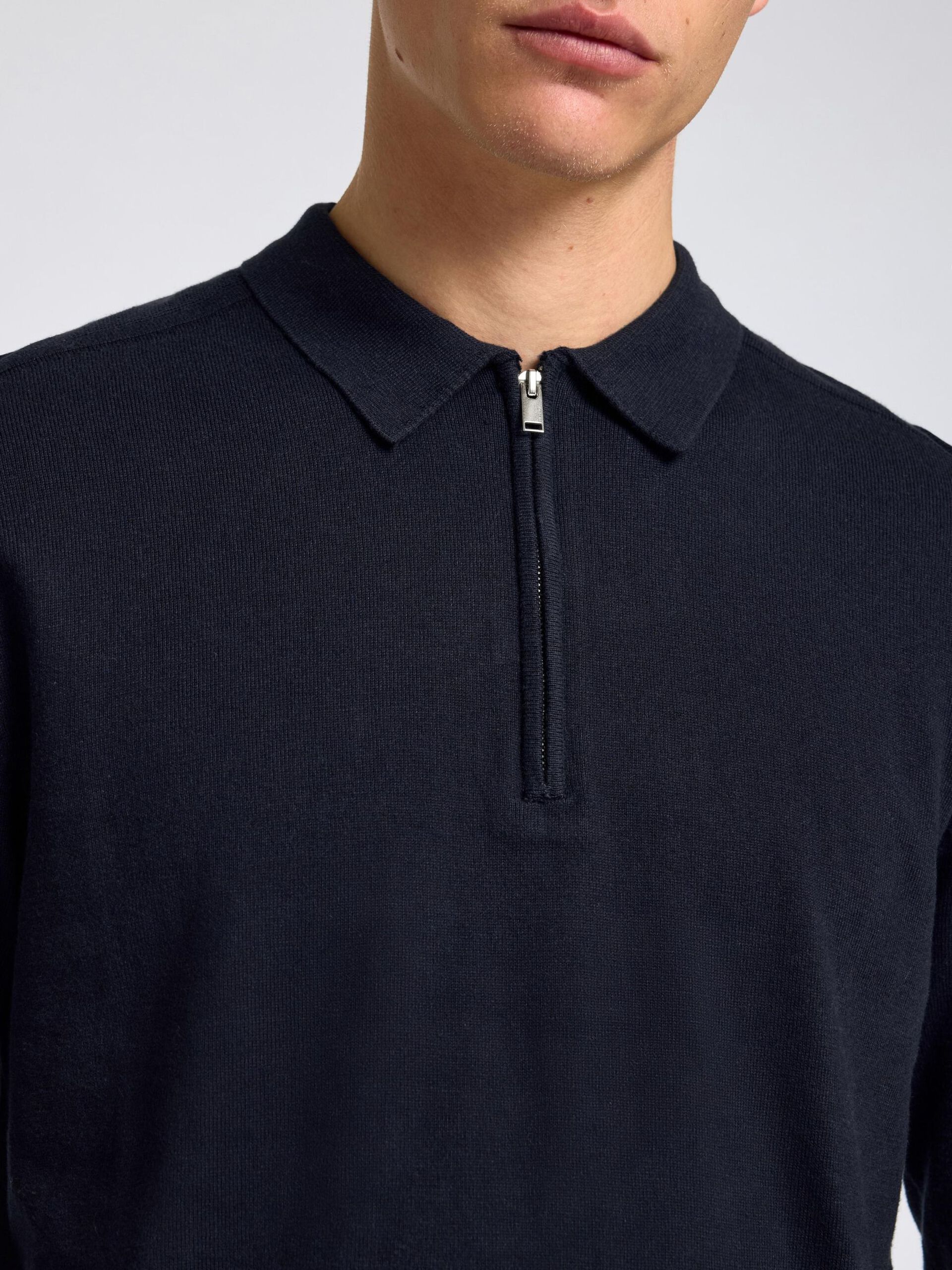 selected-miesten-pitkahihainen-pikeepaita-slhberg-ls-half-zip-polo-tummansininen-5