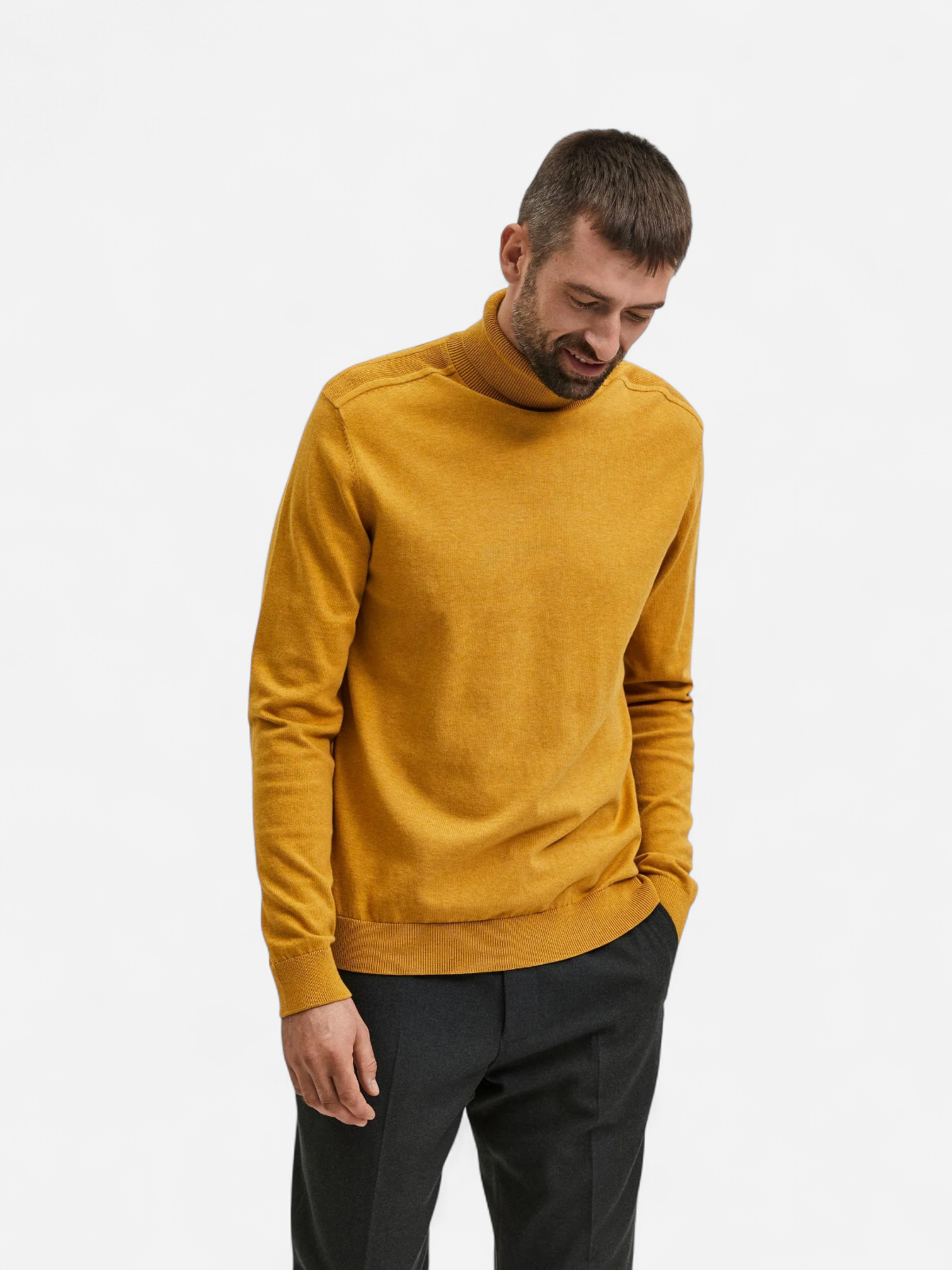 Selected, Miesten Pooloneule, Berg Roll Neck Keltainen - Kekäle.fi