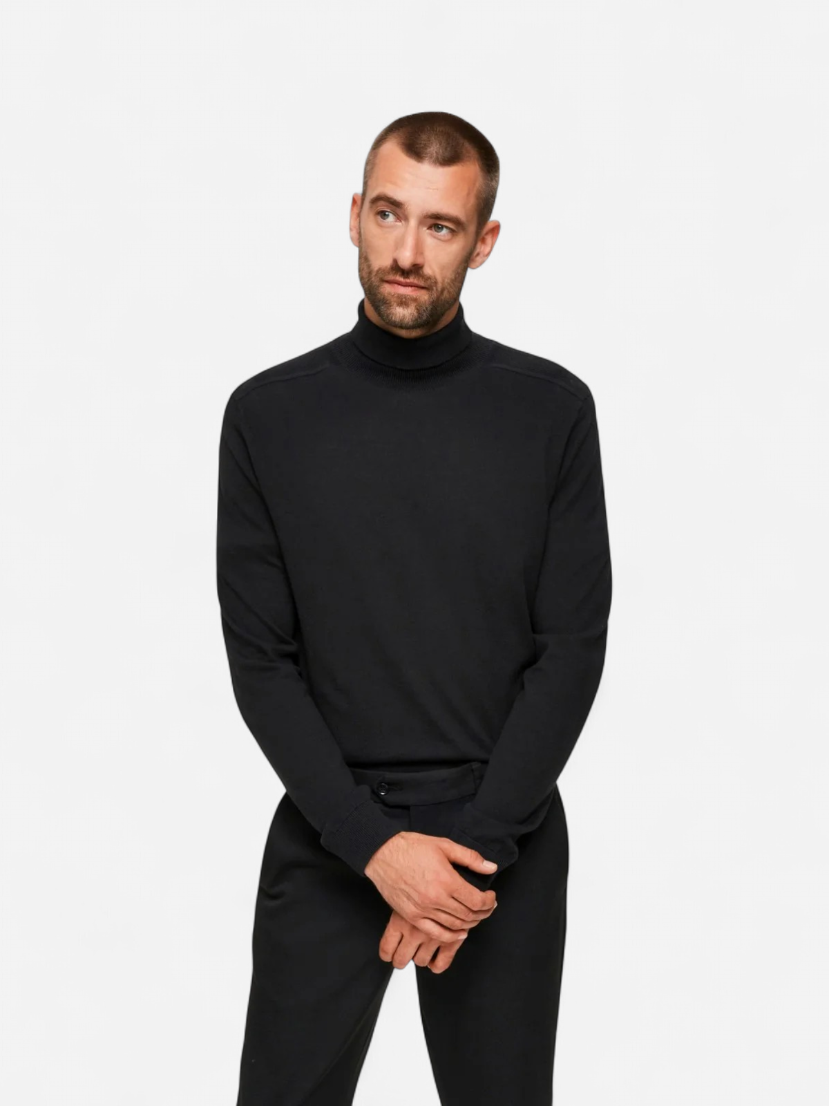 Selected Miesten Pooloneule Berg Roll Neck, Musta - Kekäle.fi