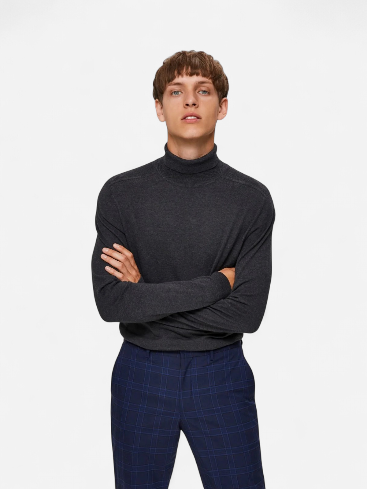 Selected, Miesten Pooloneule, Berg Roll Neck Tummanharmaa - Kekäle.fi
