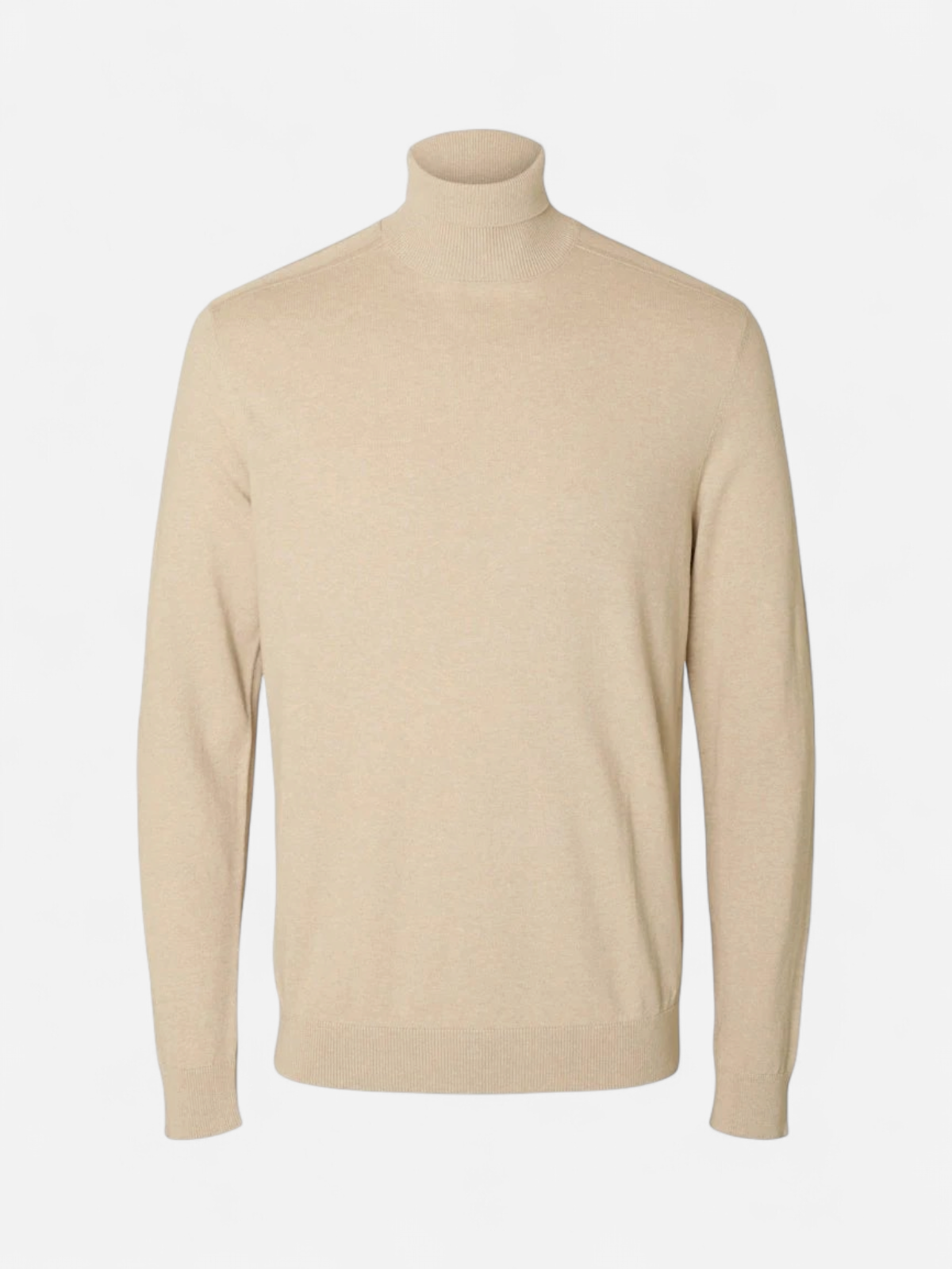 Selected, Miesten Pooloneule, Berg Roll Neck Oatmeal Melange - Kekäle.fi