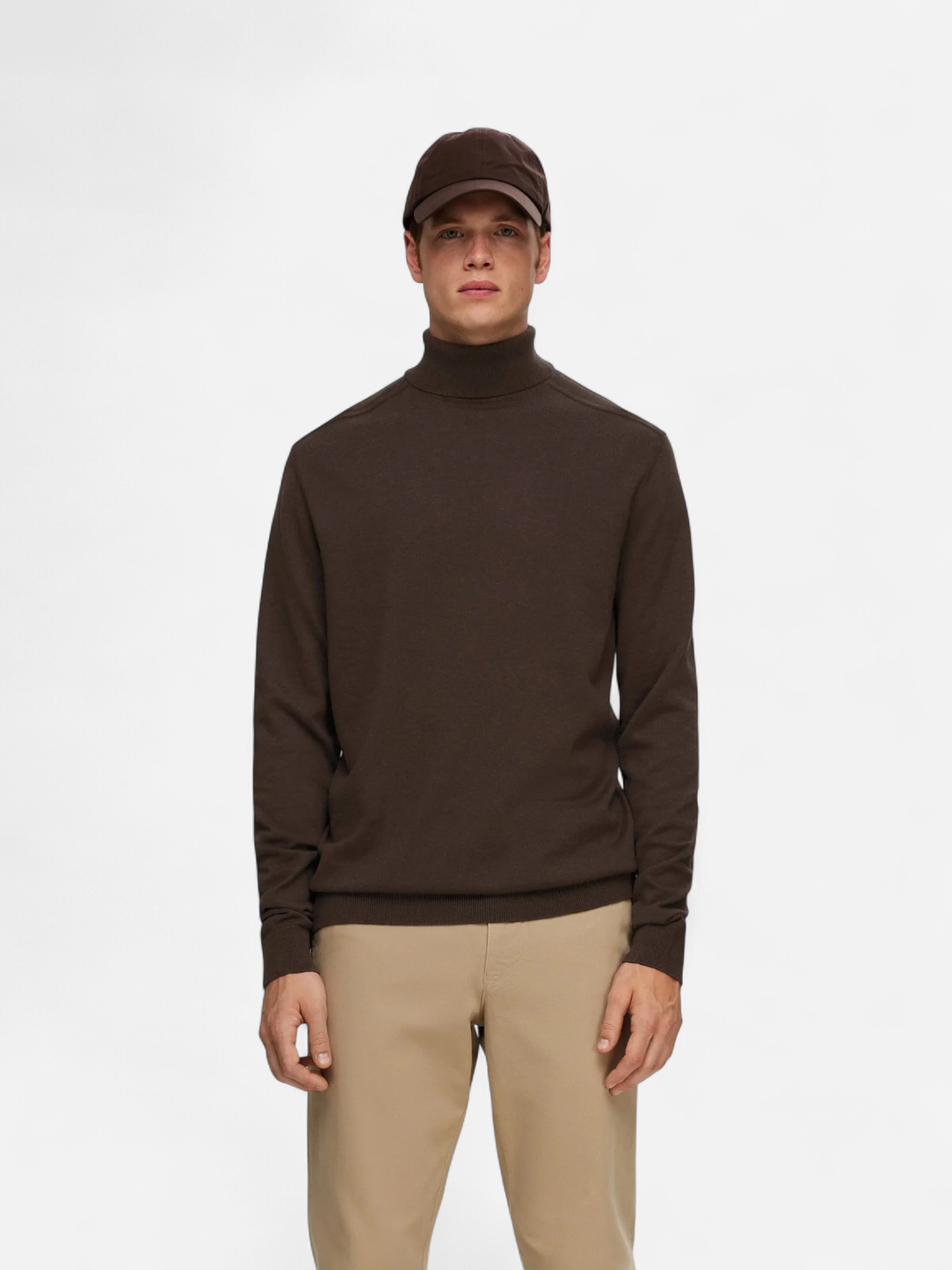 Selected, Miesten Pooloneule, Berg Roll Neck Tummanruskea - Kekäle.fi
