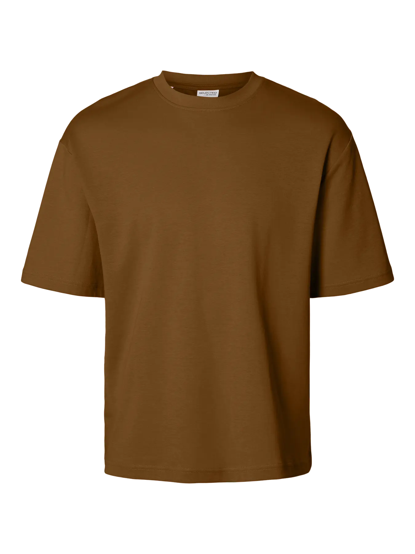 selected-miesten-t-paita-loose-oscar-ss-o-neck-kaakaonruskea-1