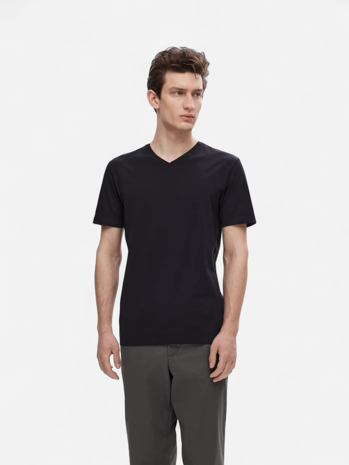 Selected Miesten T-paita, Pima Ss V-neck Black - Kekäle.fi