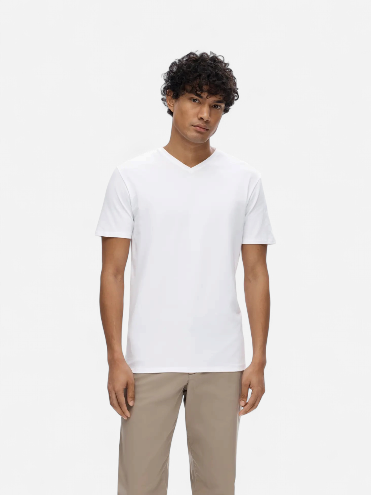 Selected Miesten T-paita, Pima Ss V-neck Bright White - Kekäle.fi