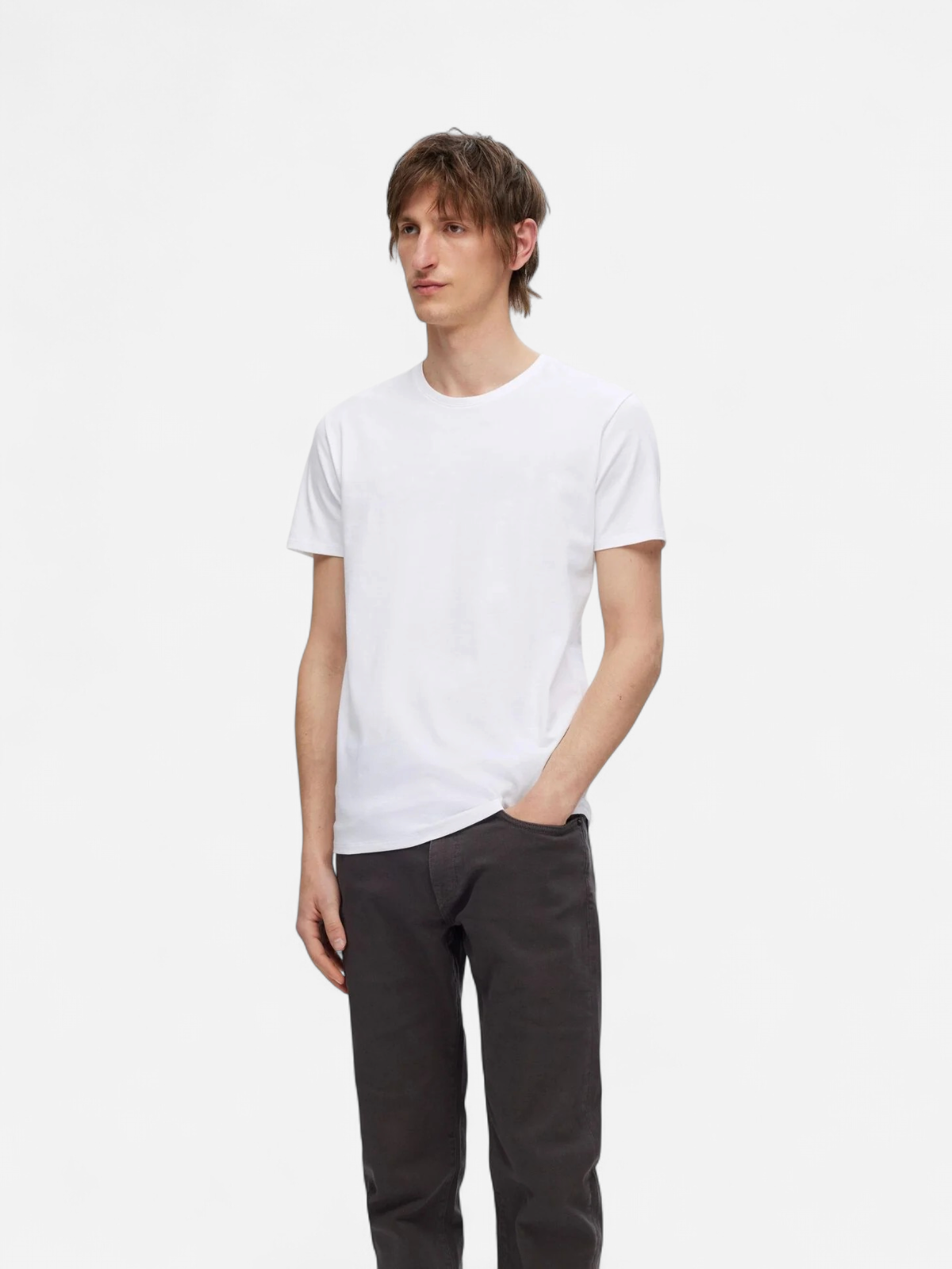 Selected miesten t-paita, ROLAND SS O-NECK Bright White - Kekäle.fi