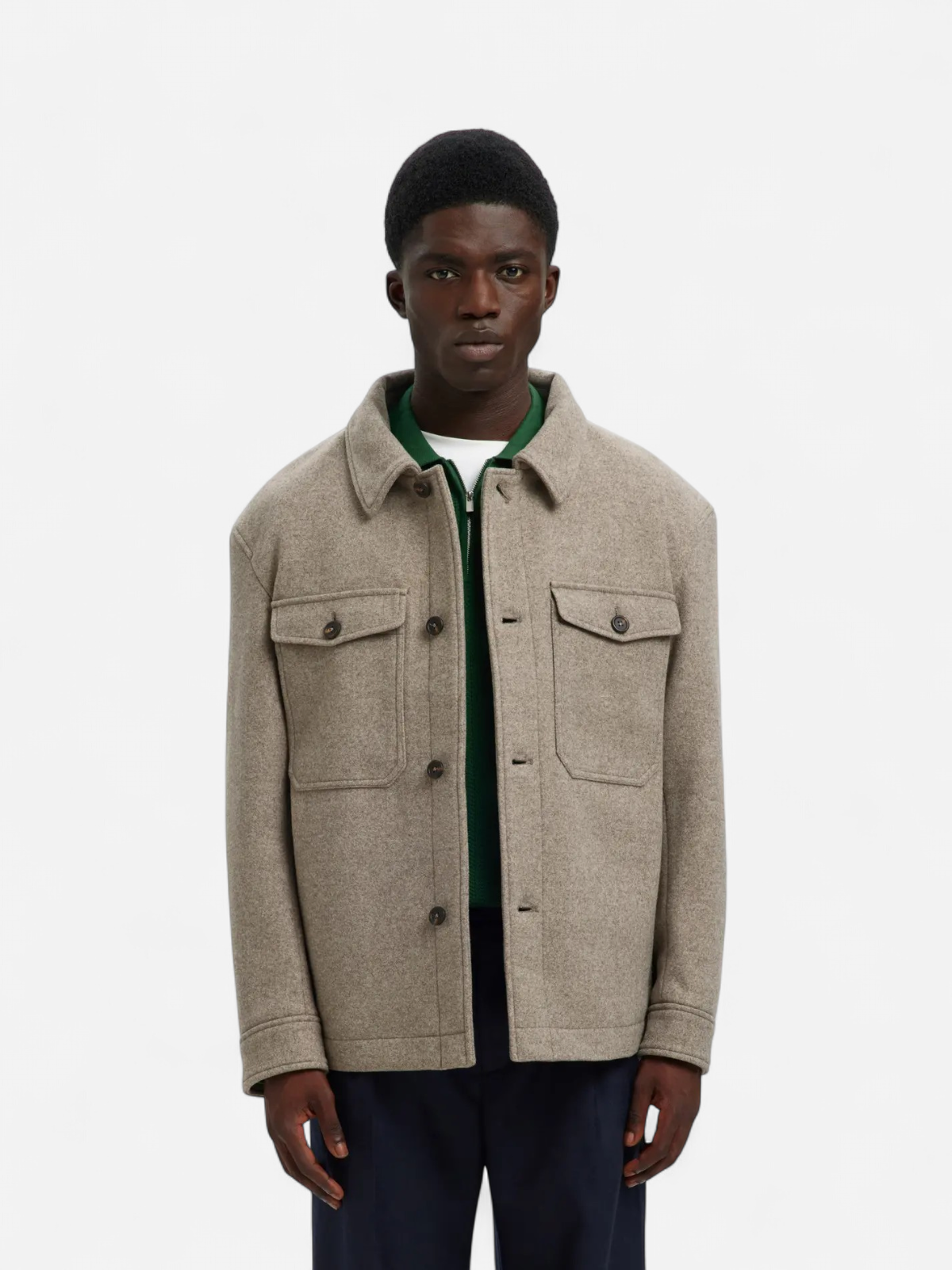 Selected miesten takki, SLHMITCH WOOL BLEND SHACKET Deep Taupe - Kekäle.fi