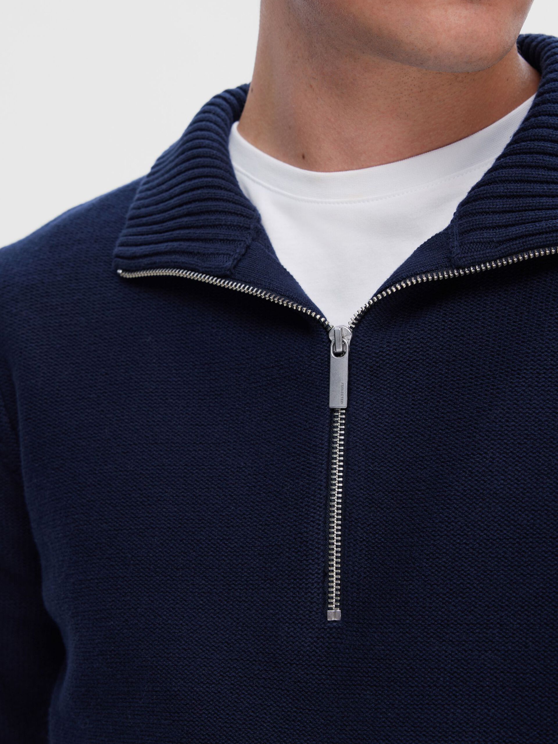 selected-neule-axel-ls-knit-half-zip-tummansininen-4