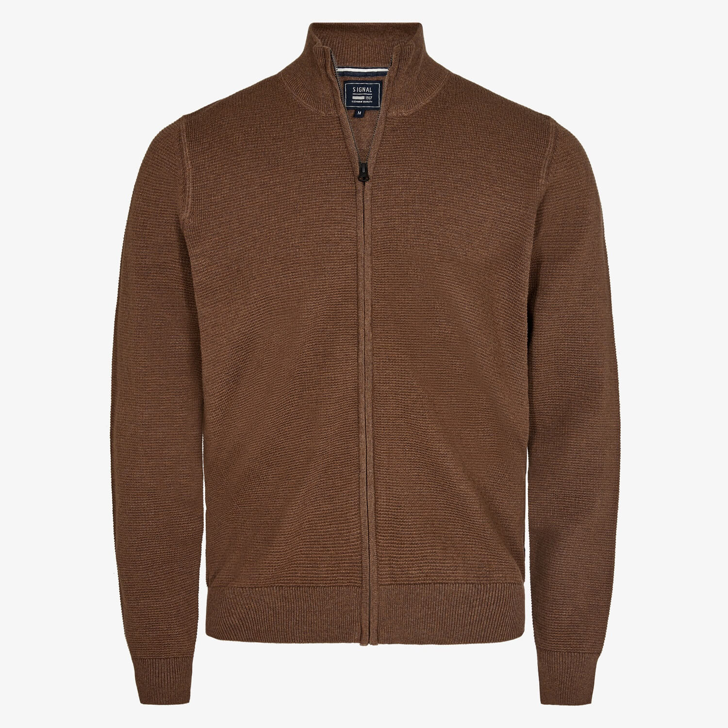signal-miesten-neuletakki-virgil-structure-zip-cardigan-keskiruskea-1